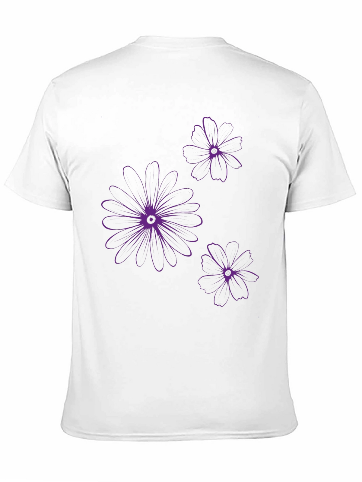 Black T-Shirt with Purple Floral Design