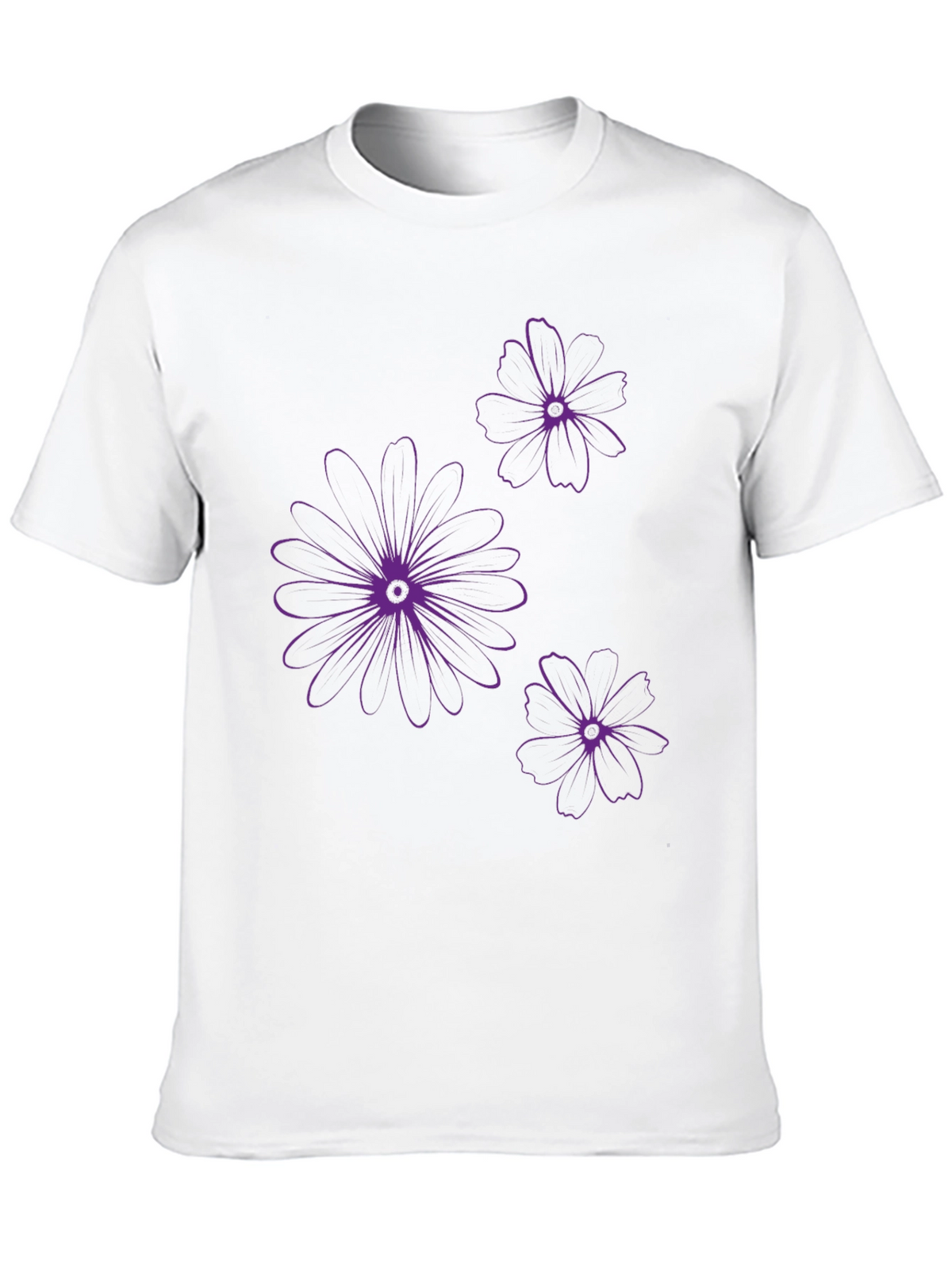 Black T-Shirt with Purple Floral Design