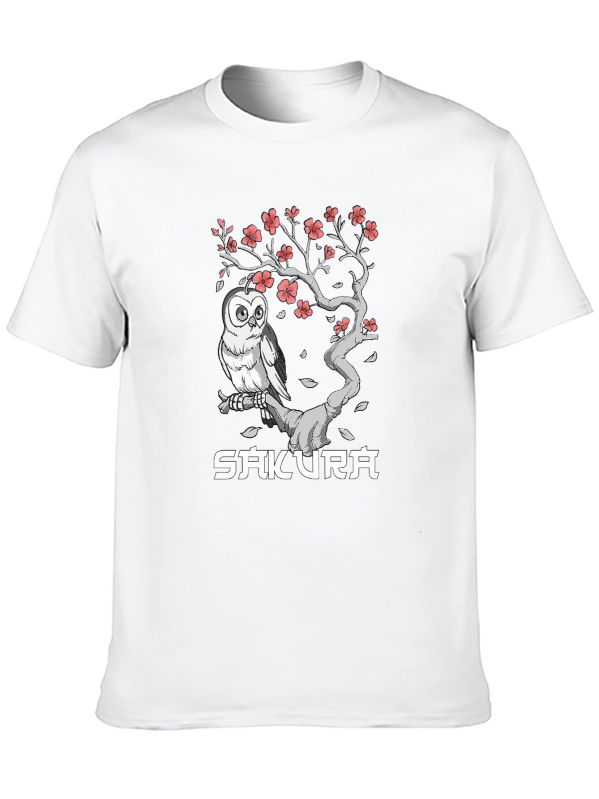 Sakura Owl Graphic Tee - Unisex Black T-Shirt