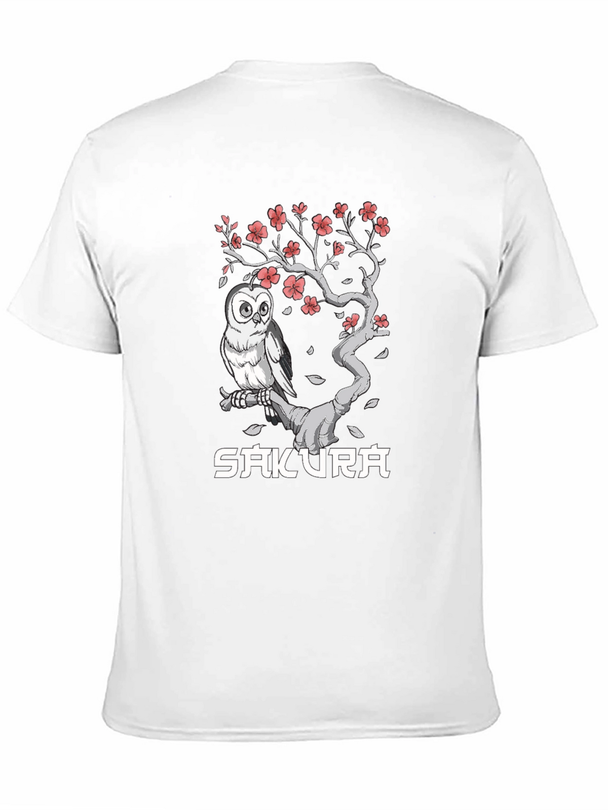 Sakura Owl Graphic Tee - Unisex Black T-Shirt