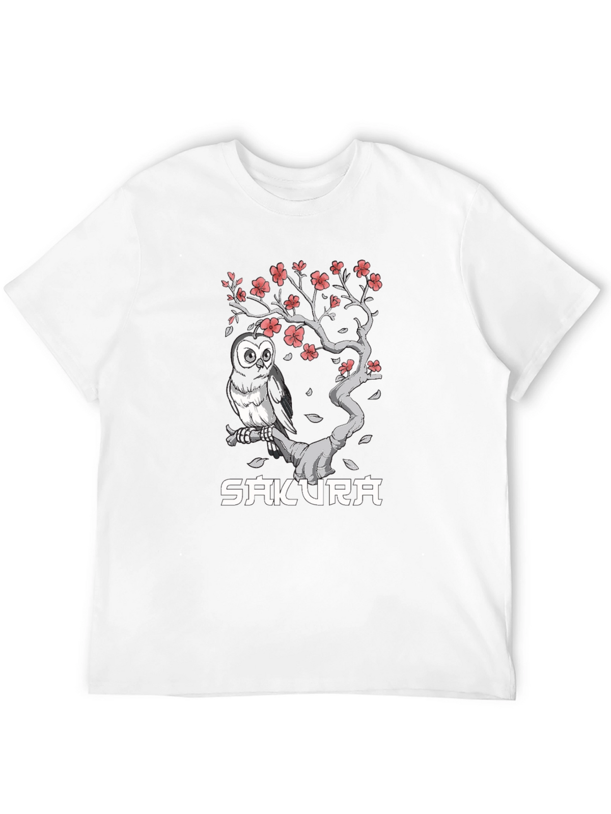 Sakura Owl Graphic Tee - Unisex Black T-Shirt