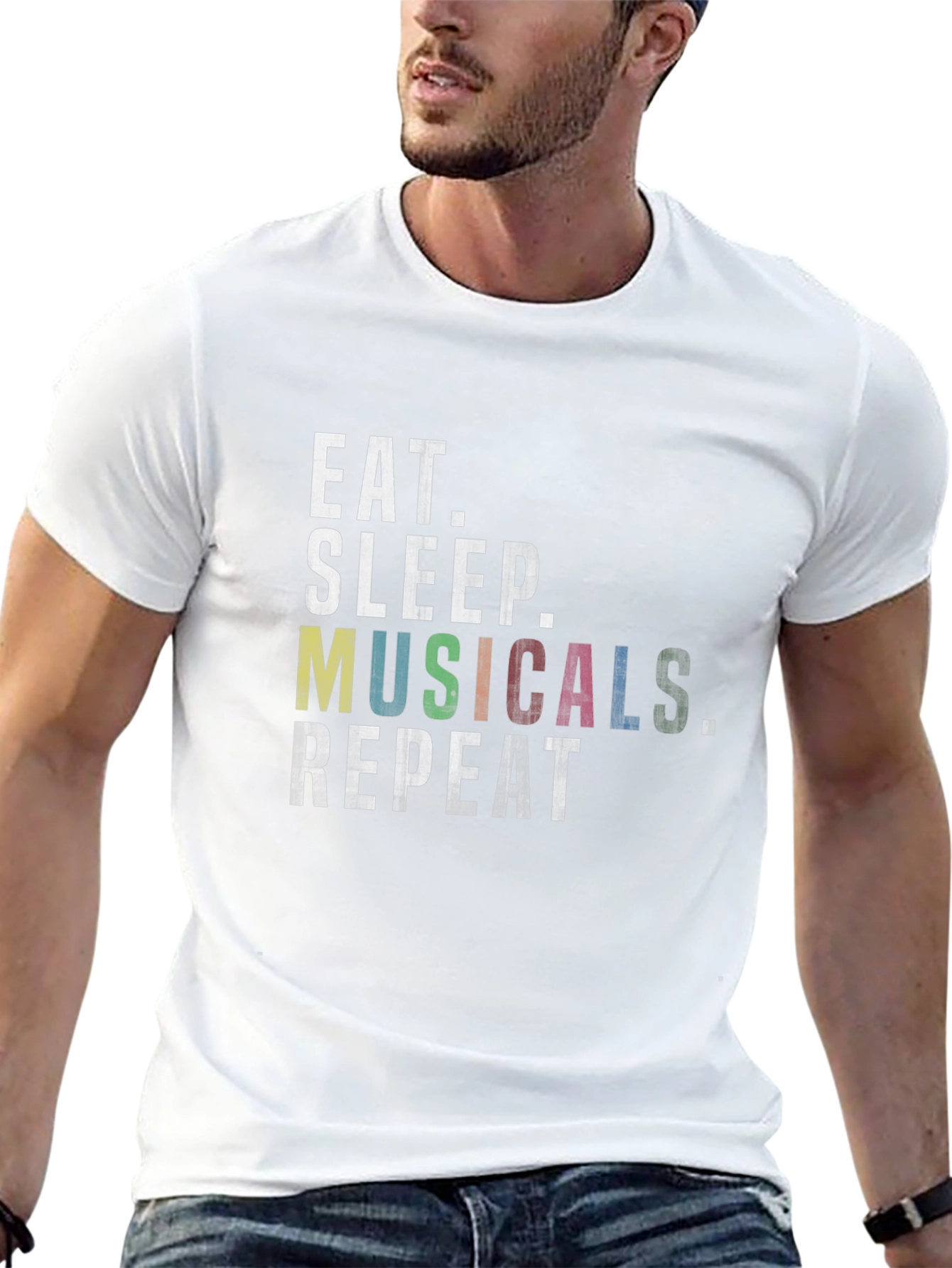 Eat Sleep Musicals Repeat Black Graphic Tee