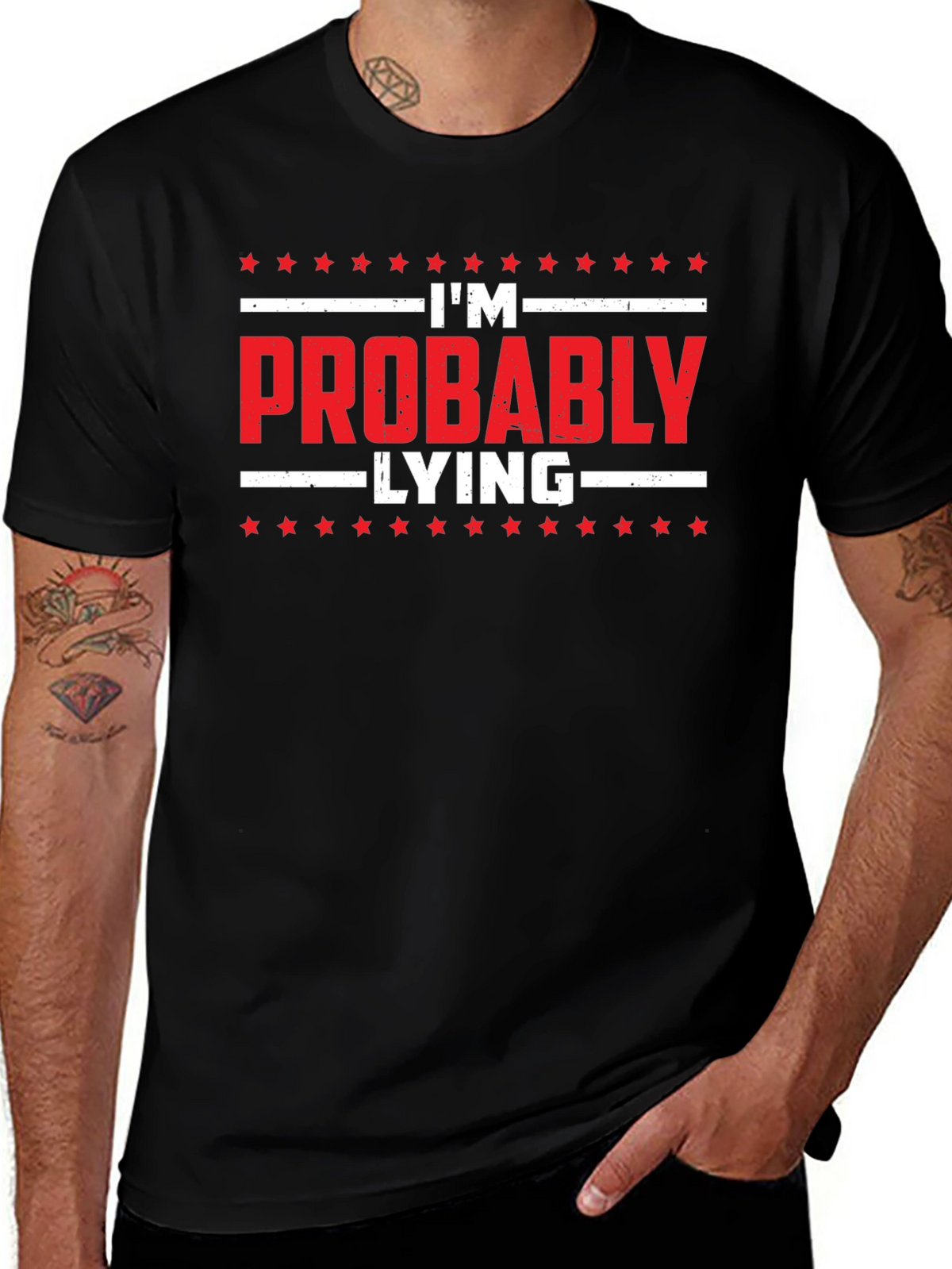 Funny Im Probably Lying Black T-Shirt
