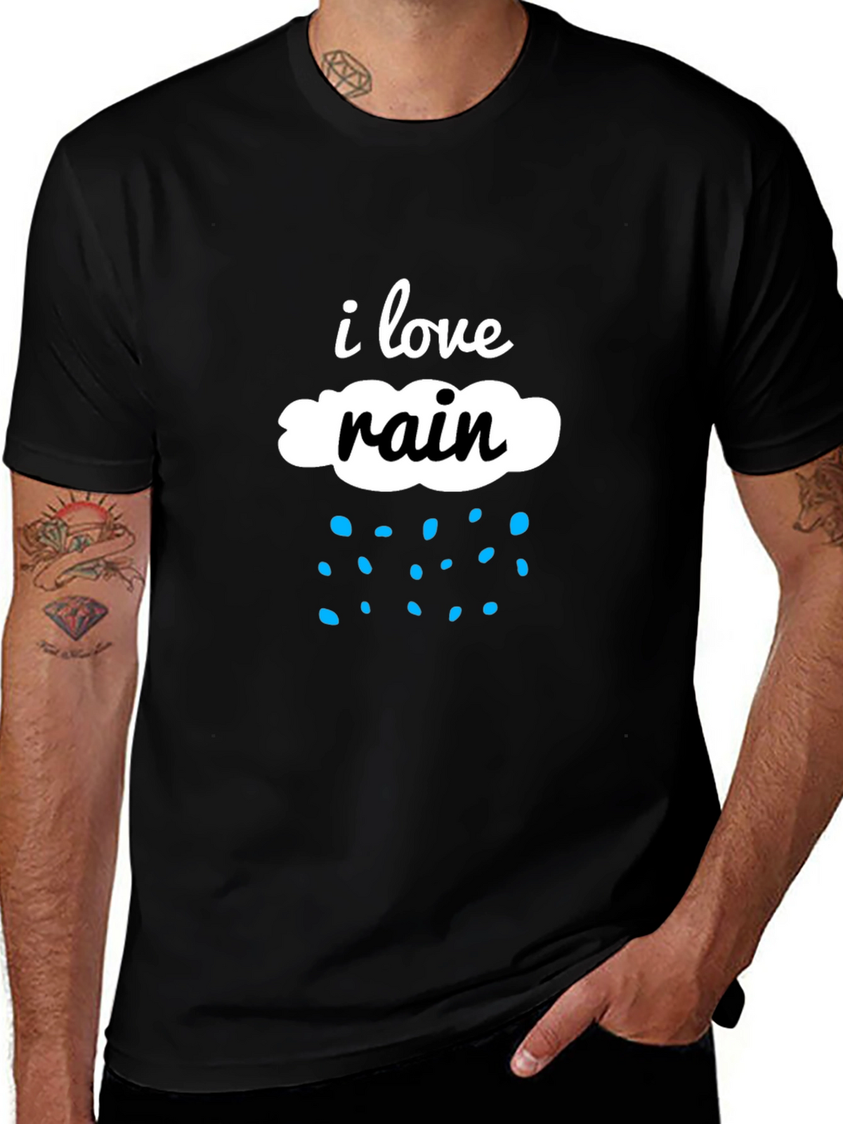 I Love Rain Black Cotton Tee