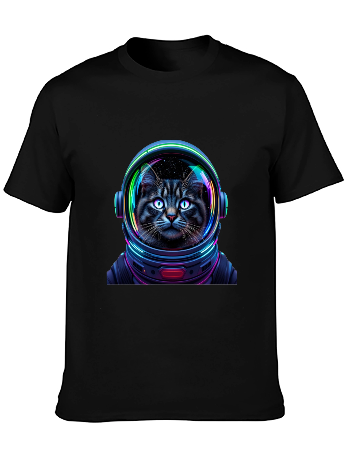 Cat Astronaut Graphic T-Shirt - Unisex Black Tee