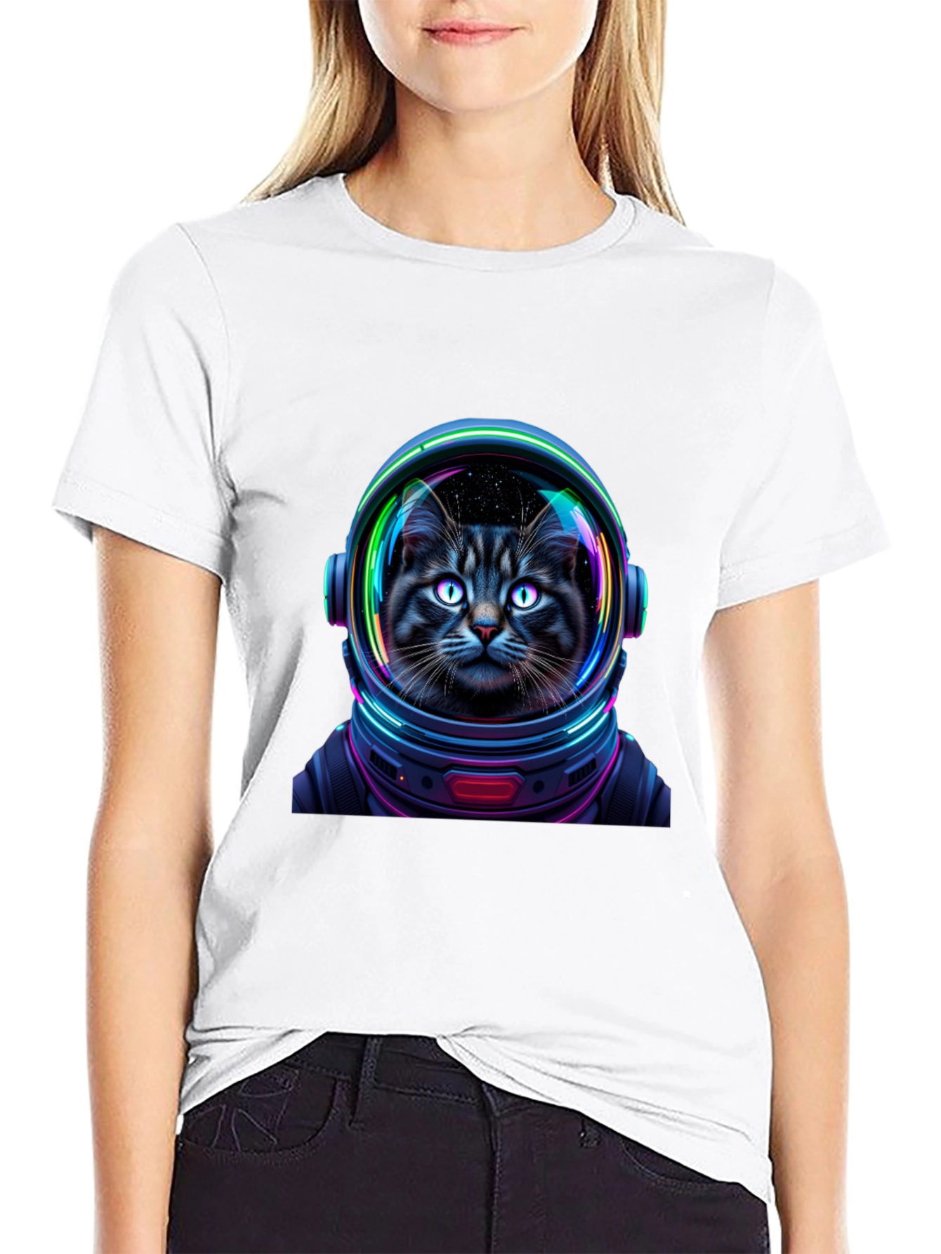 Cat Astronaut Graphic T-Shirt - Unisex Black Tee