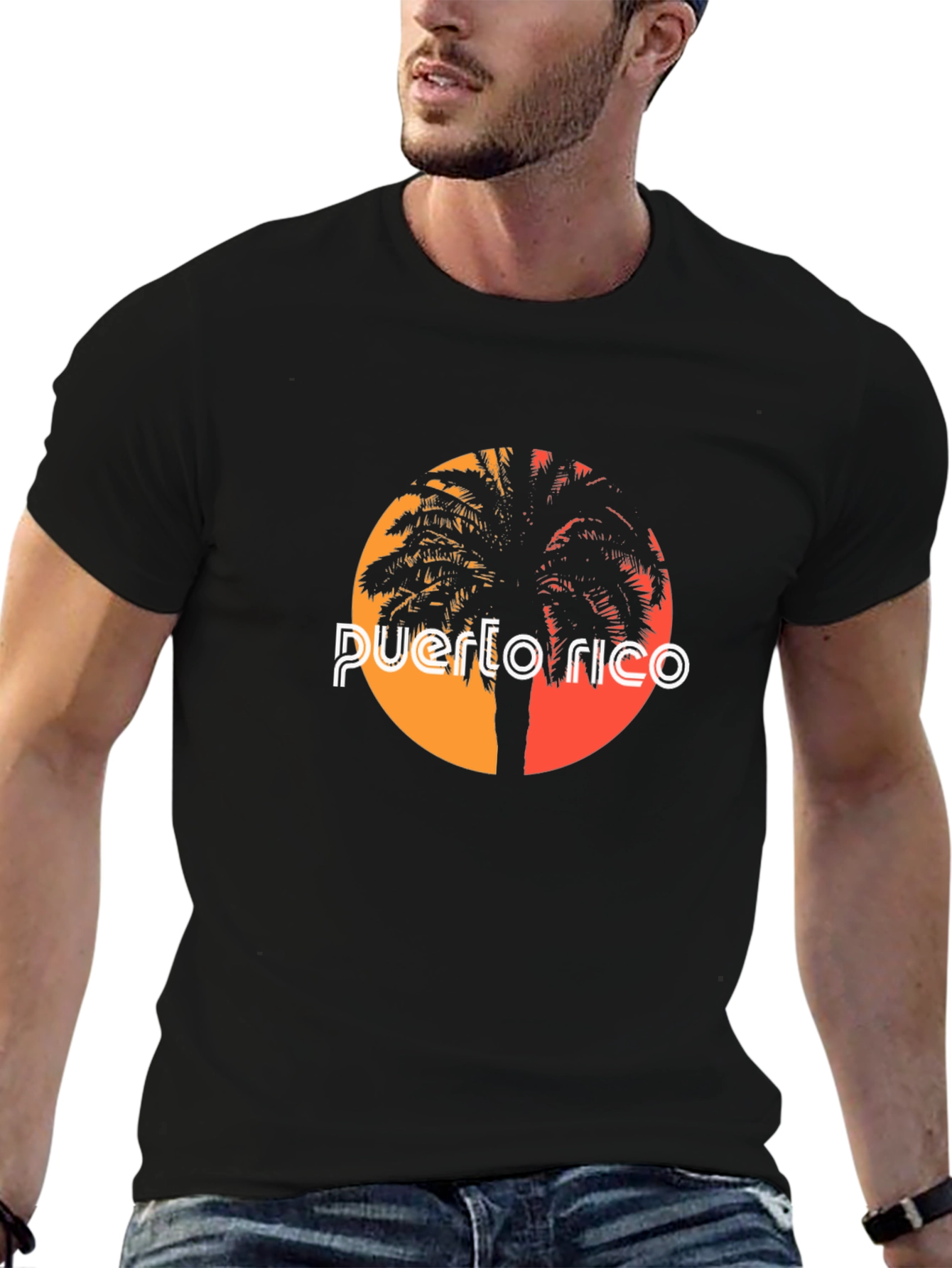Puerto Rico Palm Tree Sunset Graphic T-Shirt
