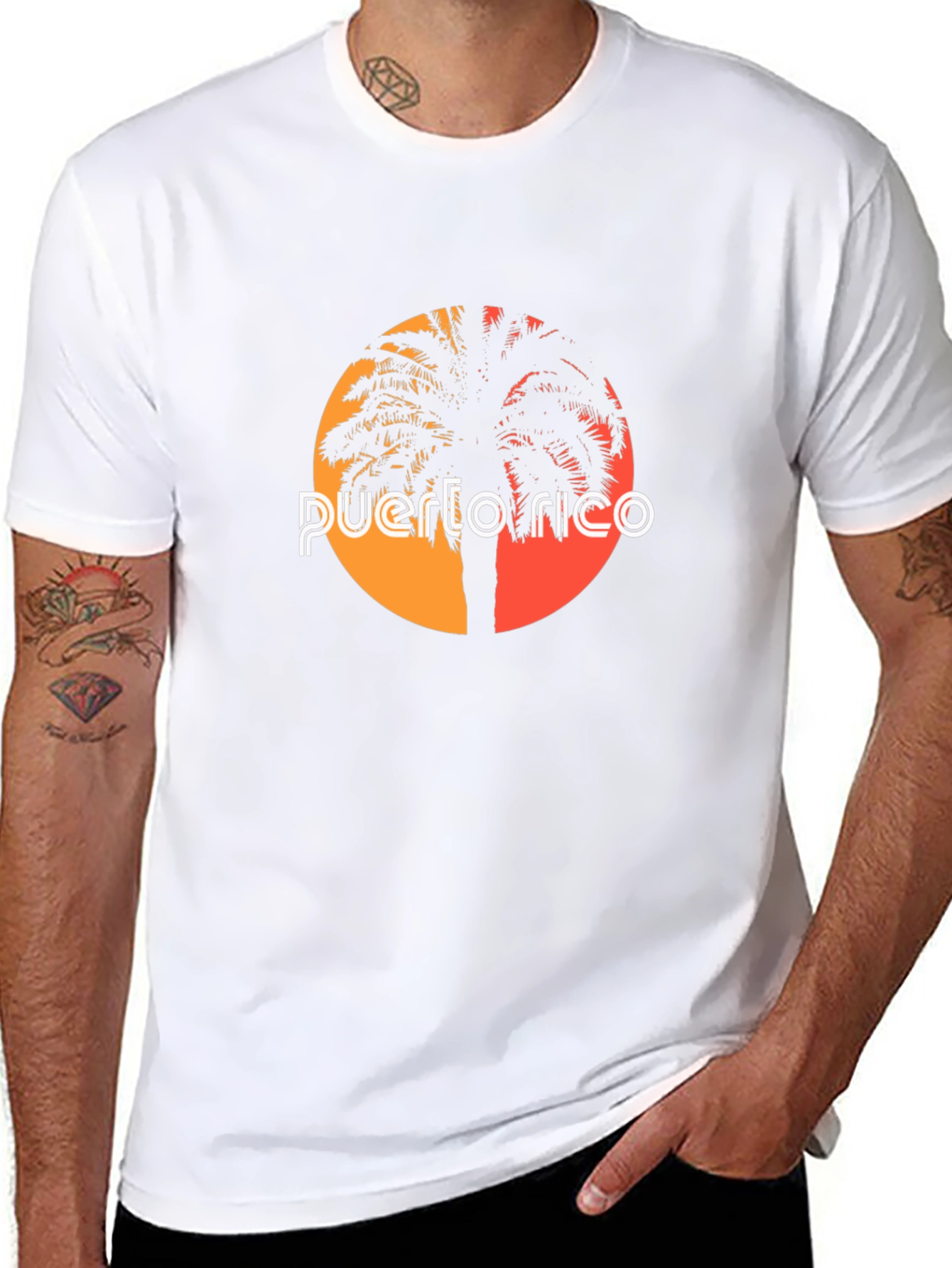 Puerto Rico Palm Tree Sunset Graphic T-Shirt