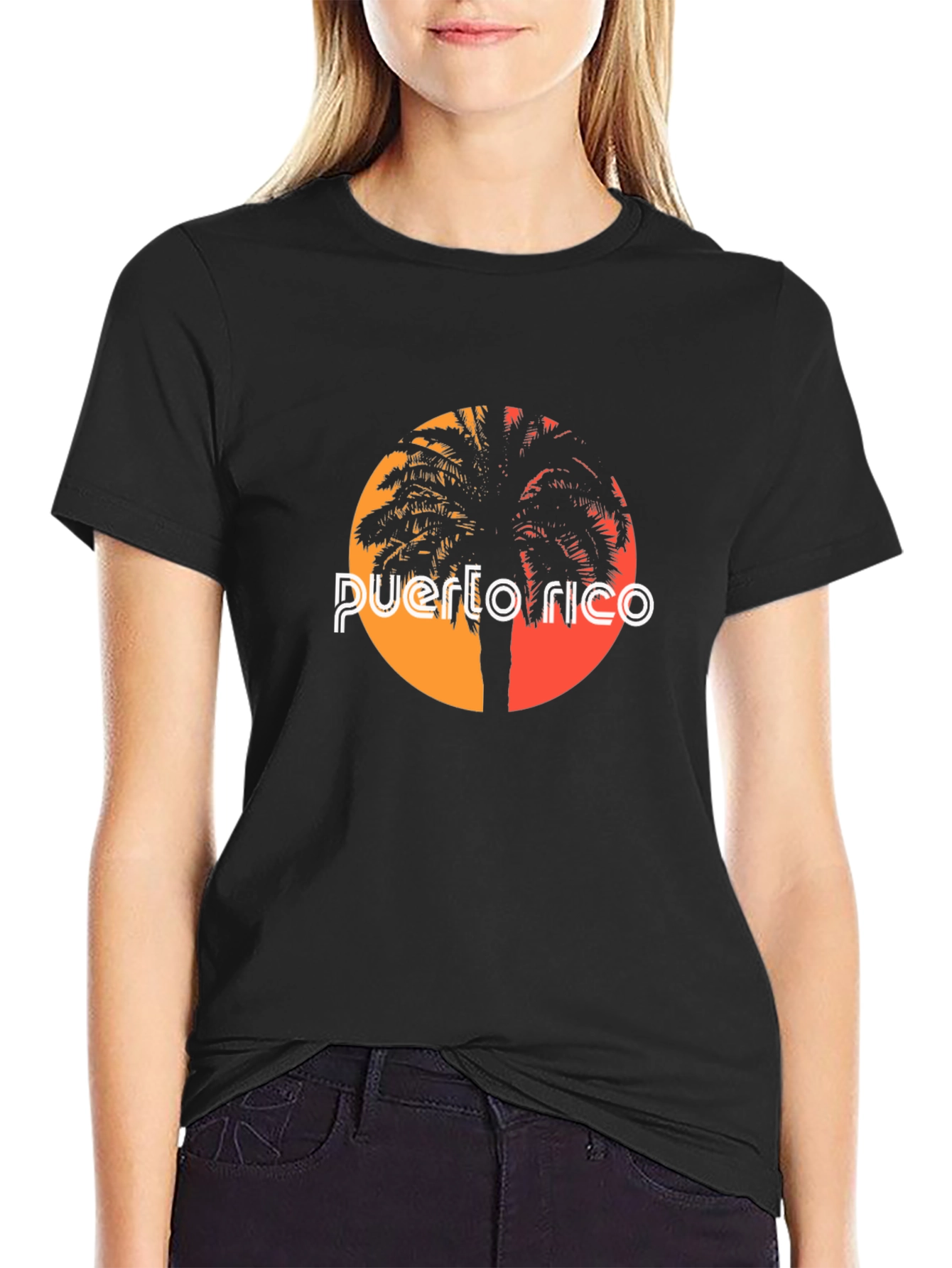 Puerto Rico Palm Tree Sunset Graphic T-Shirt
