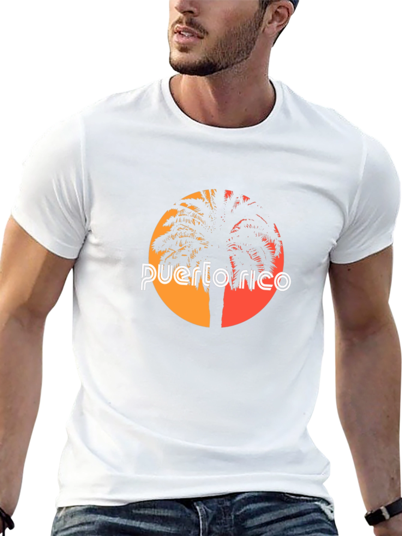 Puerto Rico Palm Tree Sunset Graphic T-Shirt