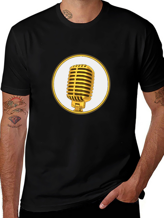 Vintage Gold Microphone Graphic T-Shirt