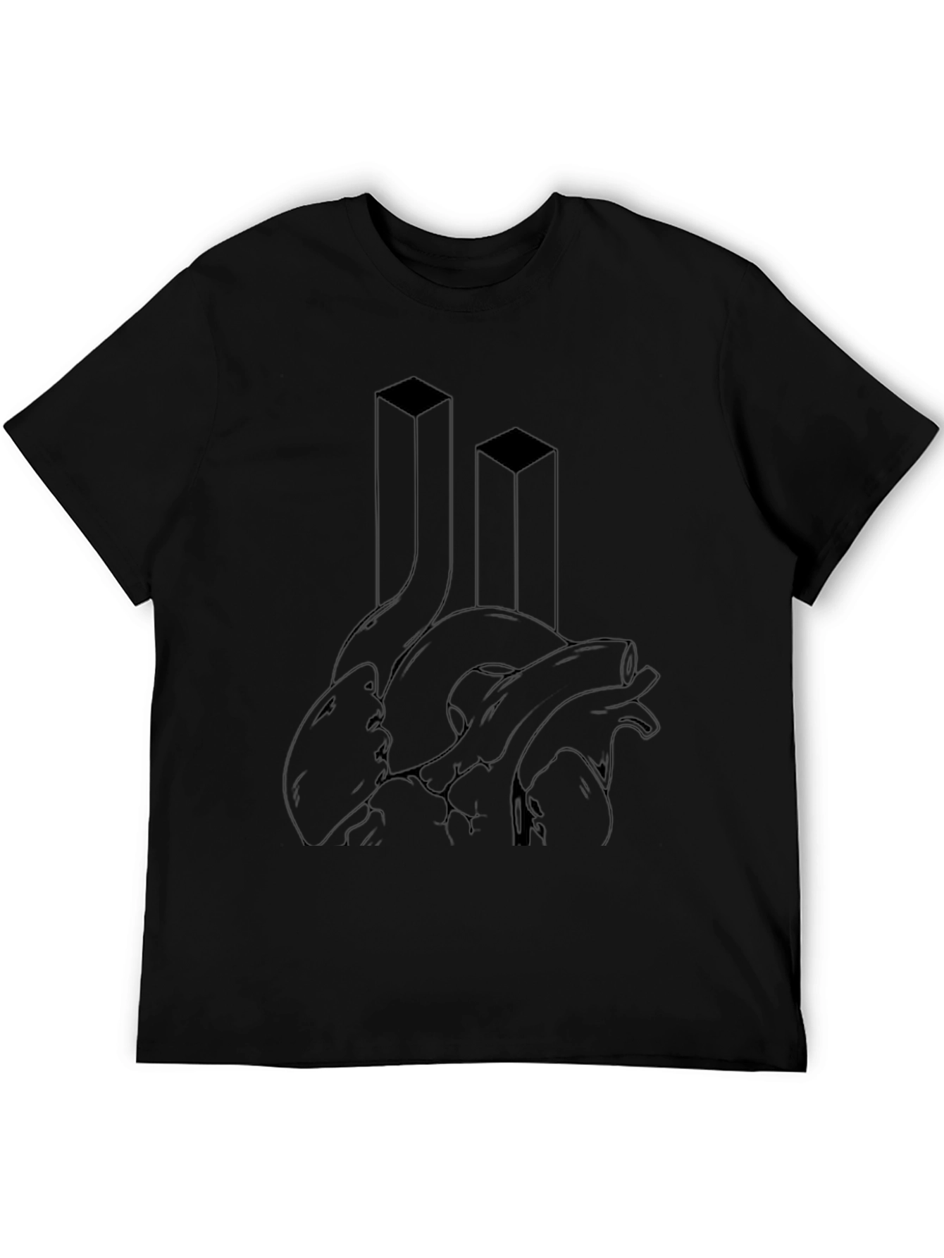 Abstract Anatomical Heart Graphic Tee - Black