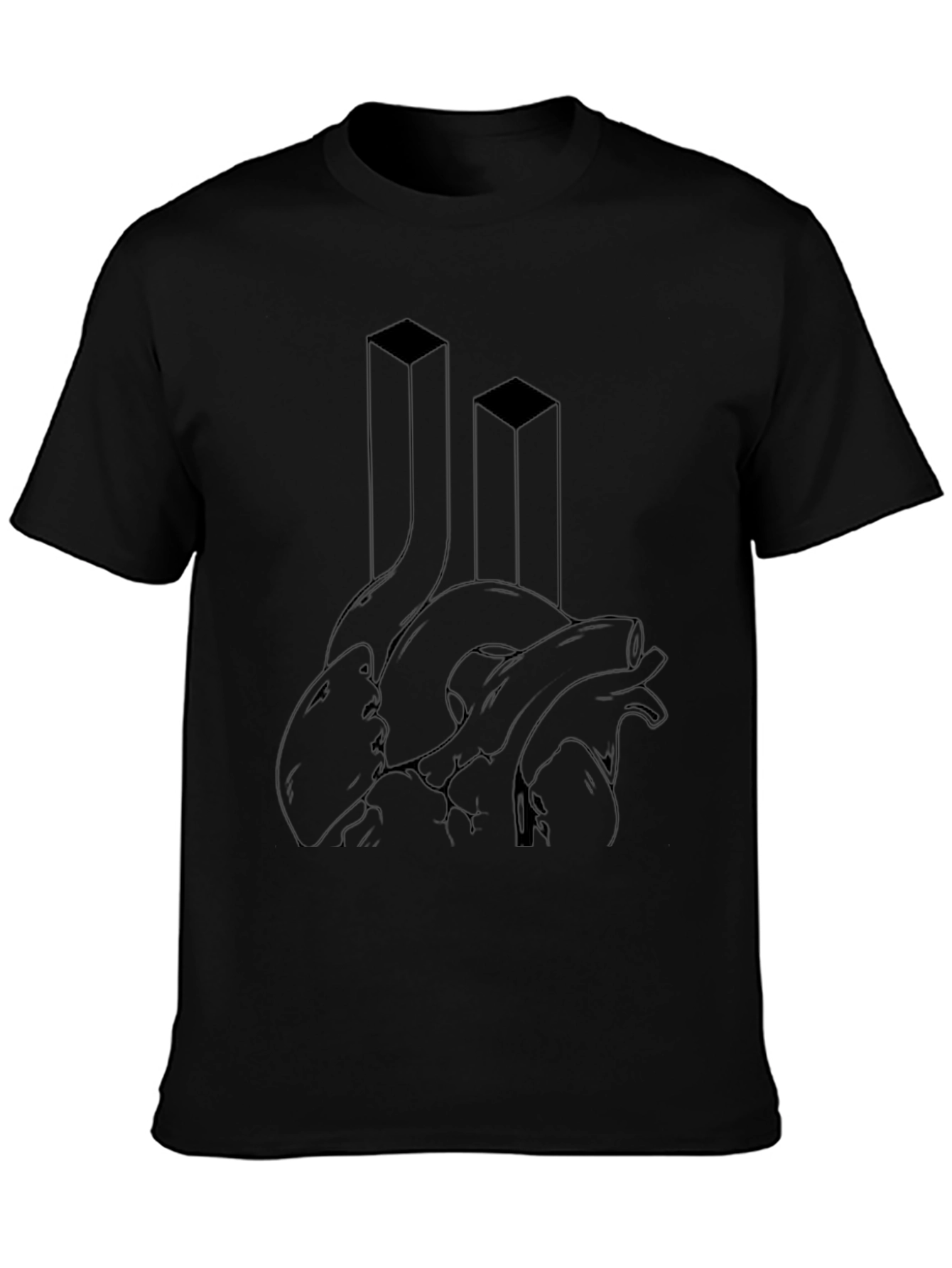 Abstract Anatomical Heart Graphic Tee - Black