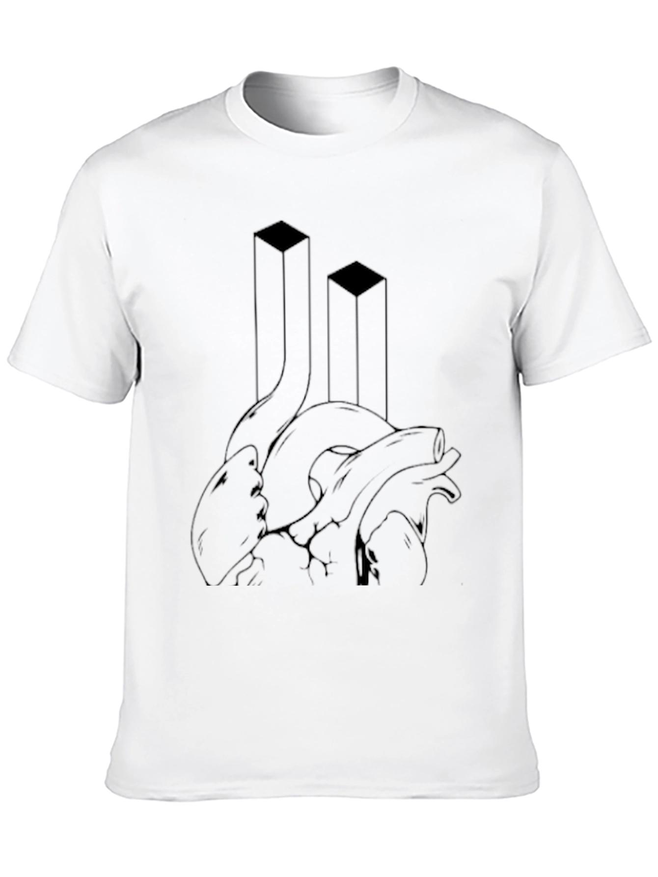 Abstract Anatomical Heart Graphic Tee - Black