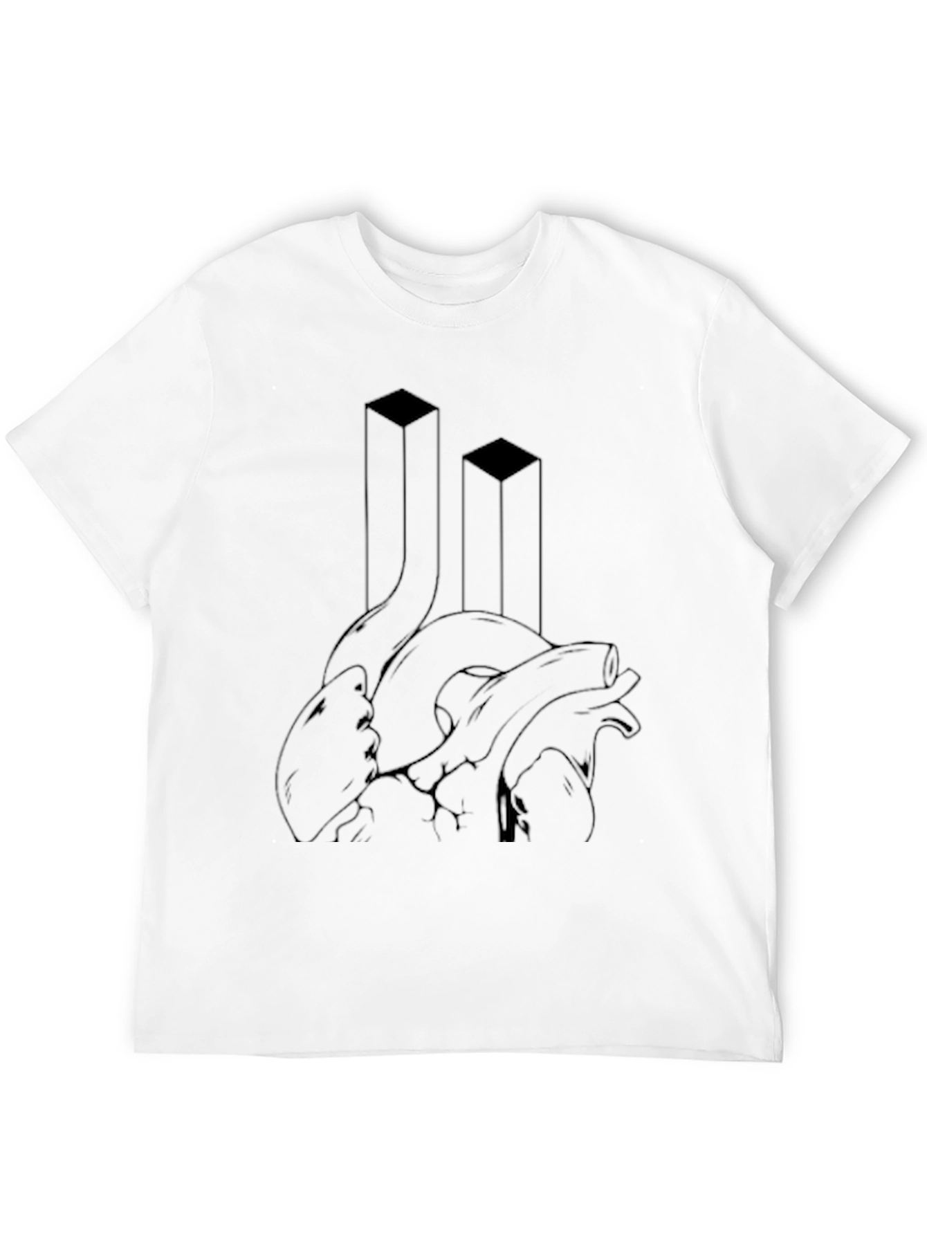 Abstract Anatomical Heart Graphic Tee - Black