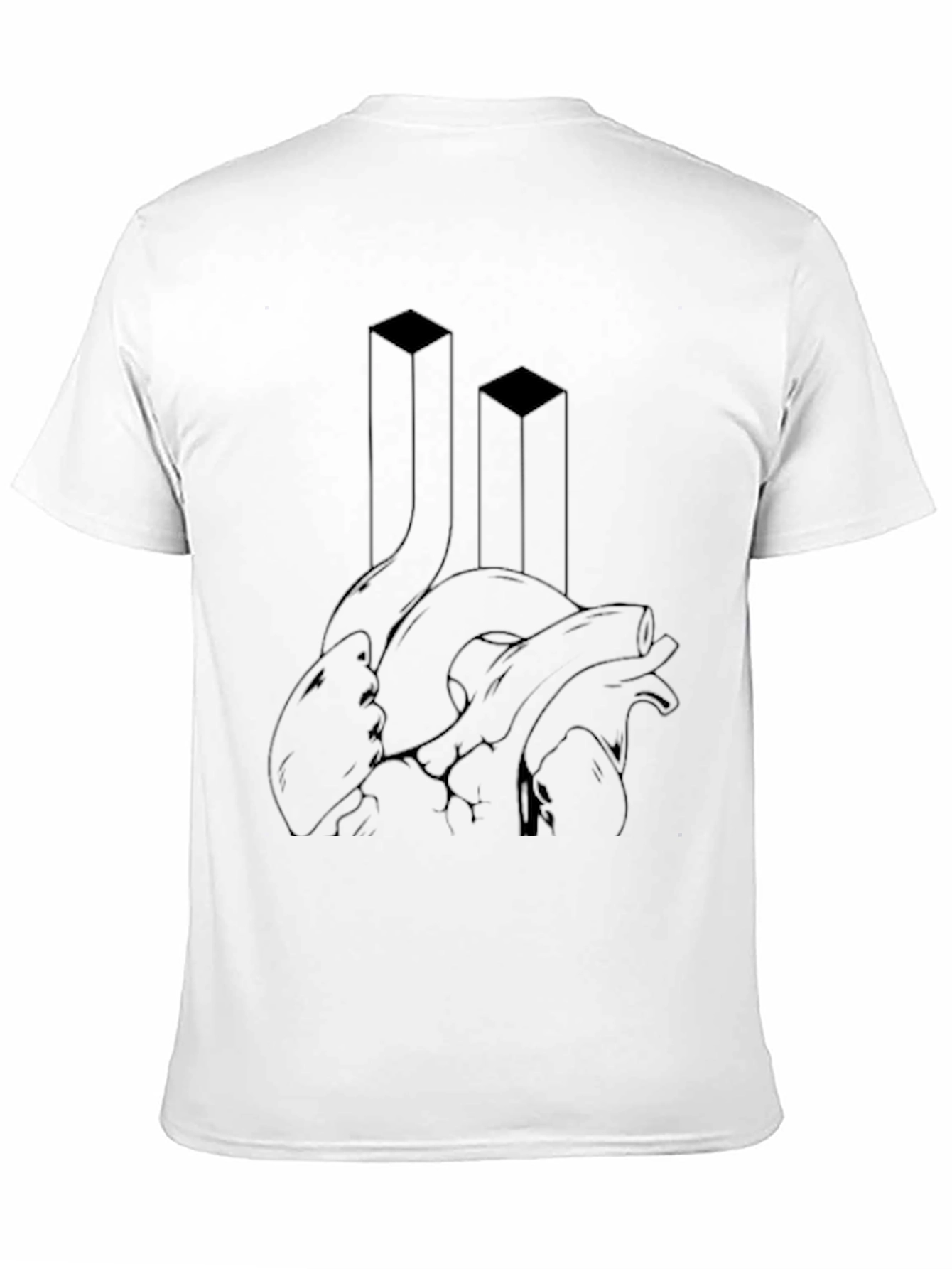 Abstract Anatomical Heart Graphic Tee - Black