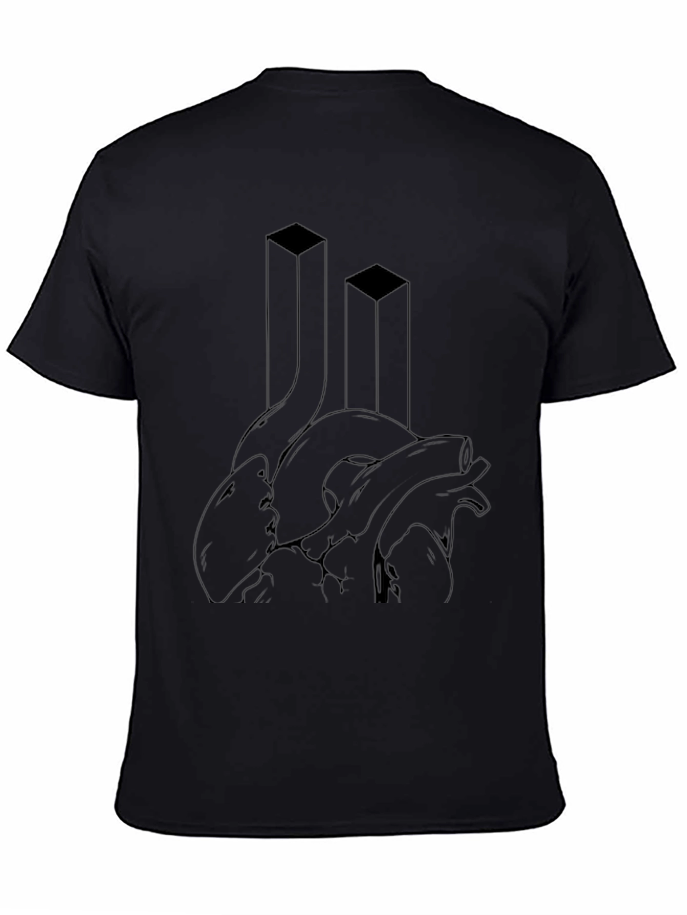 Abstract Anatomical Heart Graphic Tee - Black