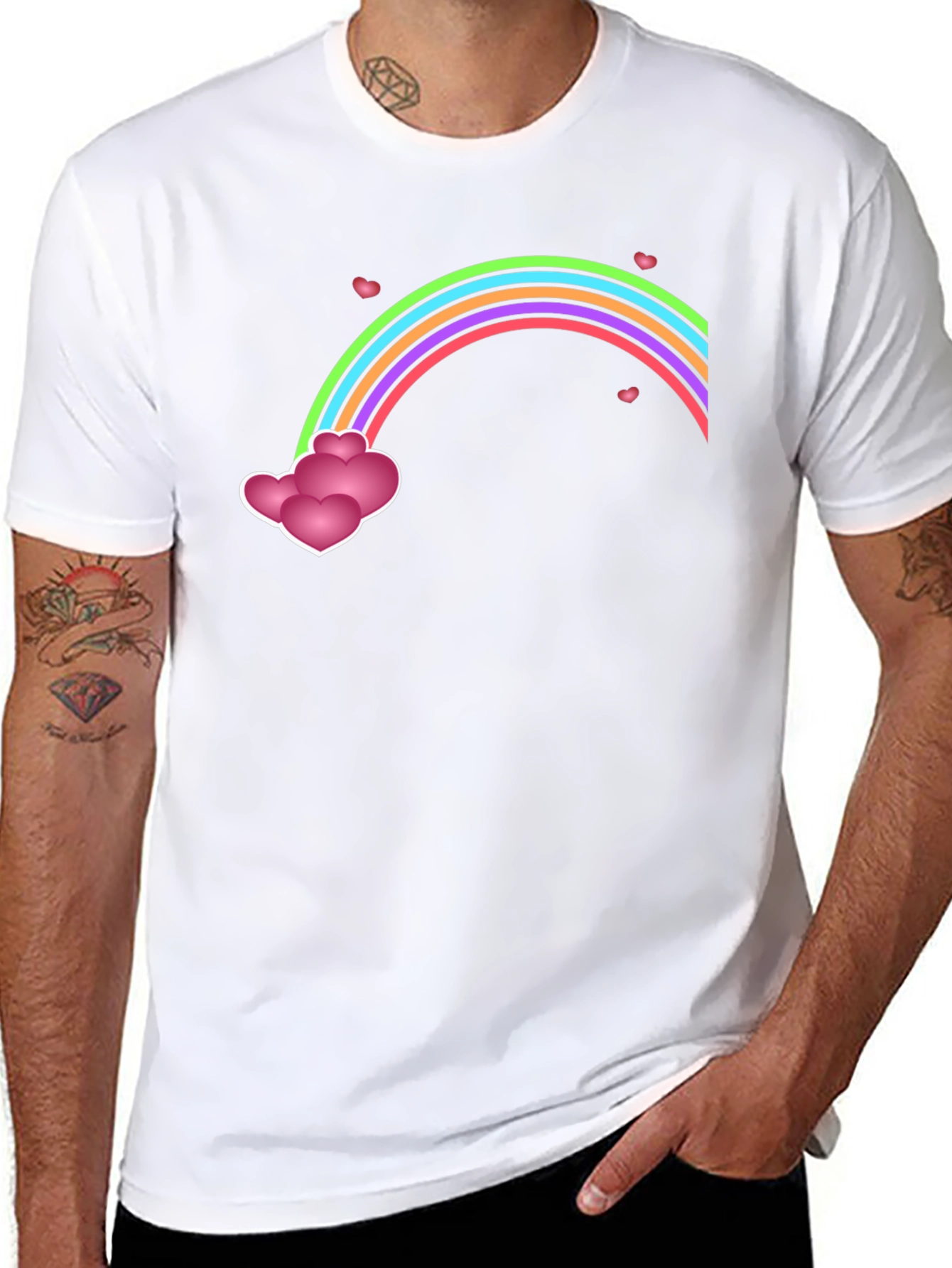Rainbow Hearts Graphic Tee - Mens Black T-Shirt