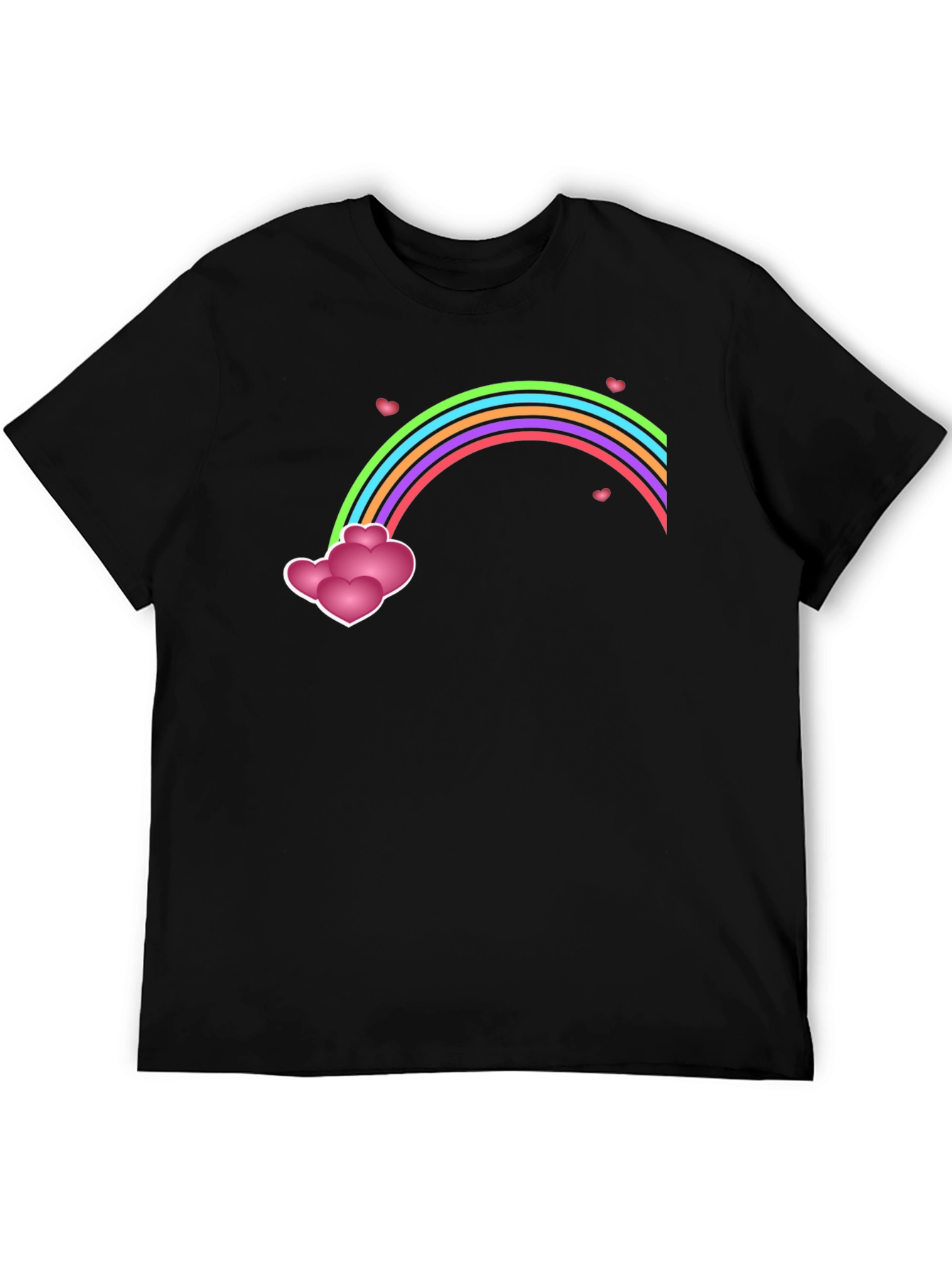 Rainbow Hearts Graphic Tee - Mens Black T-Shirt