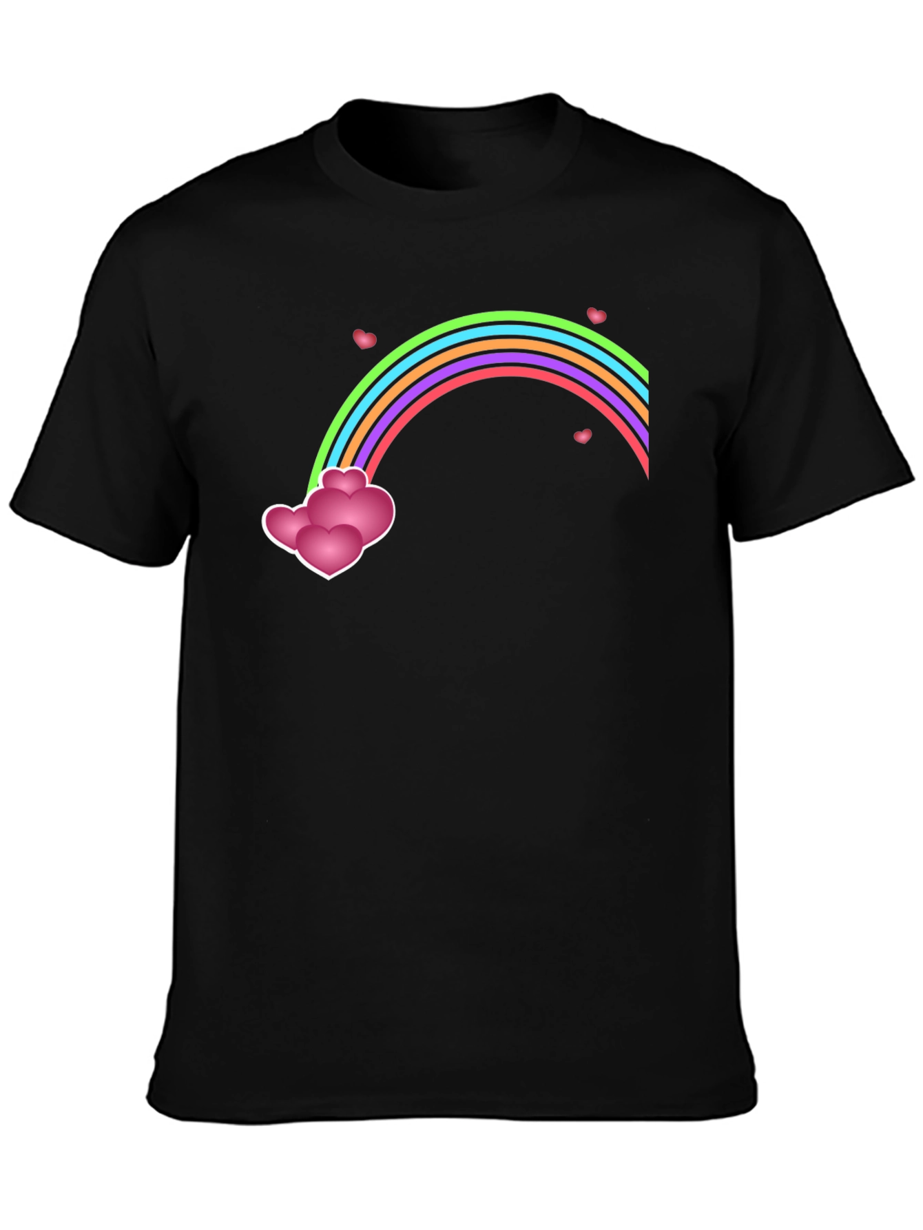 Rainbow Hearts Graphic Tee - Mens Black T-Shirt
