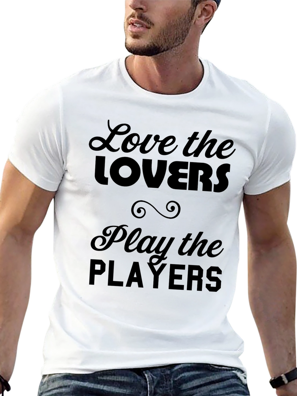 Love the Lovers Play the Players Black Graphic Tee