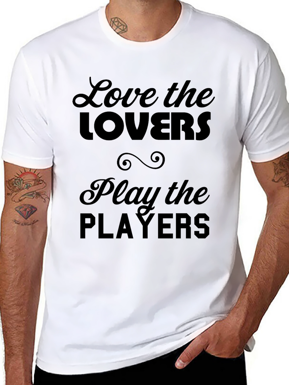 Love the Lovers Play the Players Black Graphic Tee