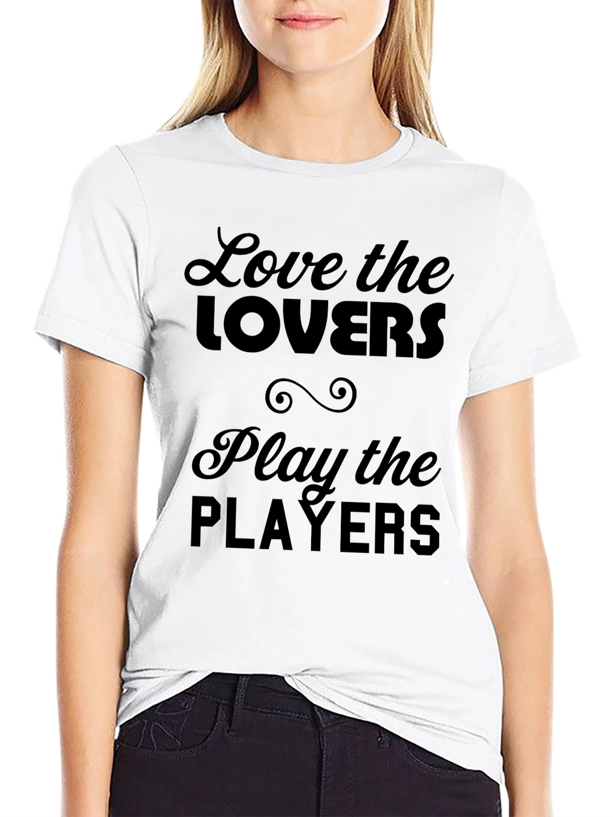 Love the Lovers Play the Players Black Graphic Tee