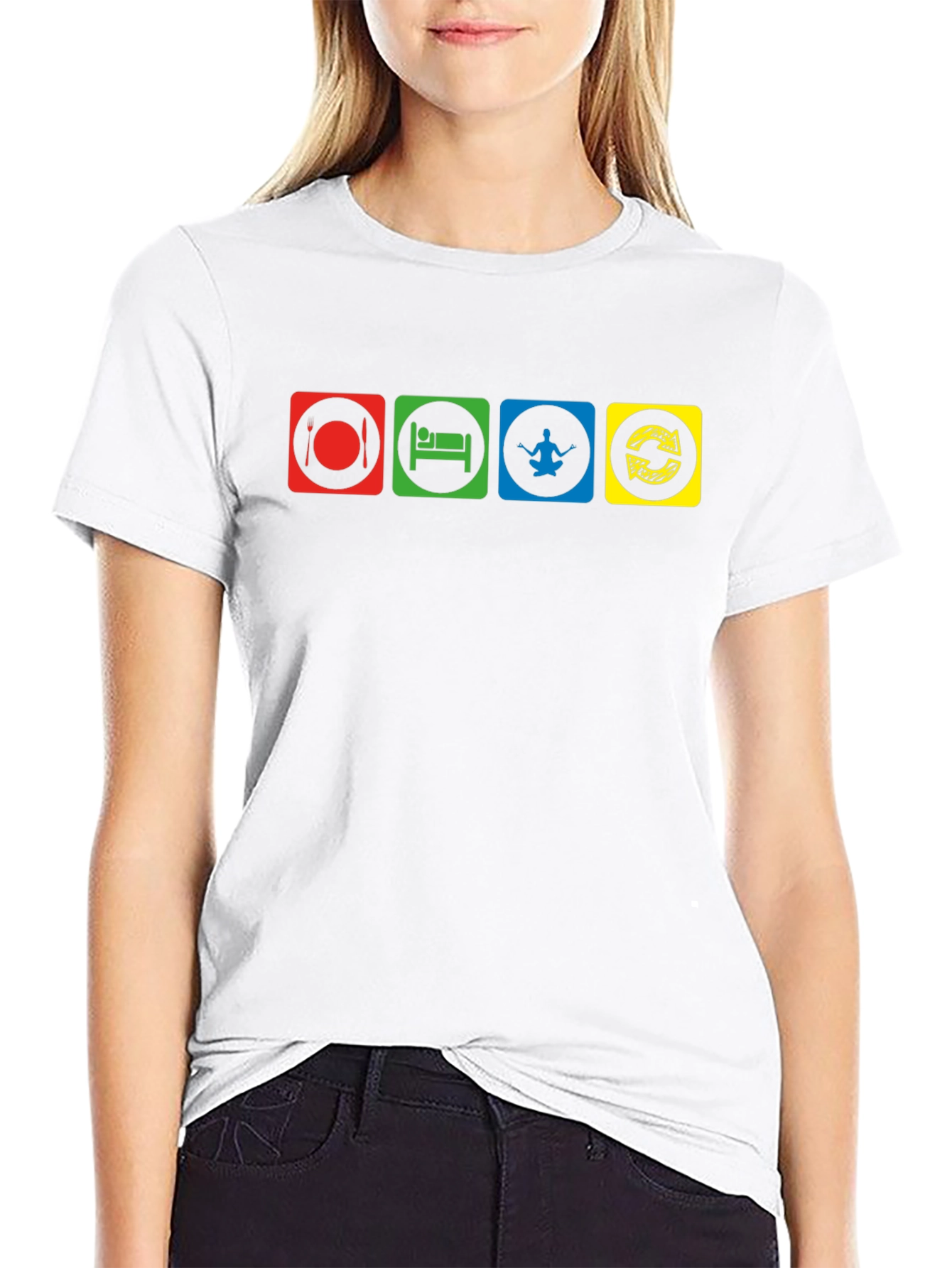 Eat Sleep Yoga Repeat Black T-Shirt