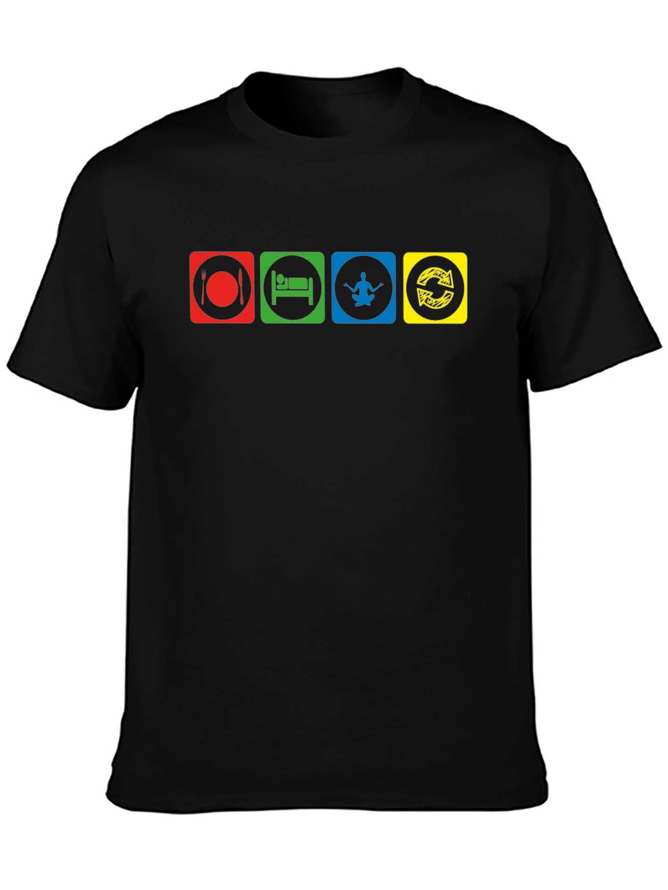 Eat Sleep Yoga Repeat Black T-Shirt
