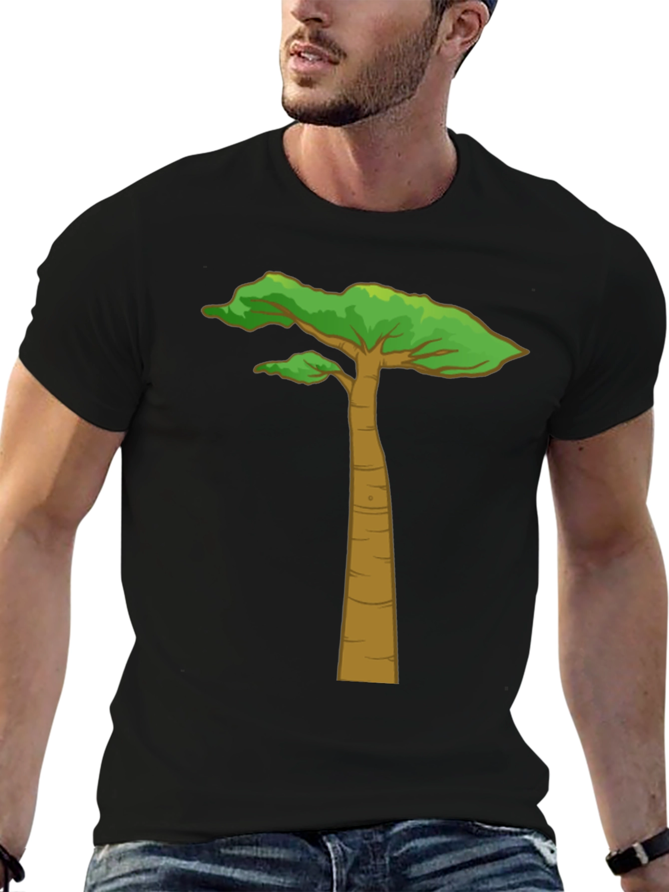 Arid Tree Graphic Tee - Black Cotton T-Shirt