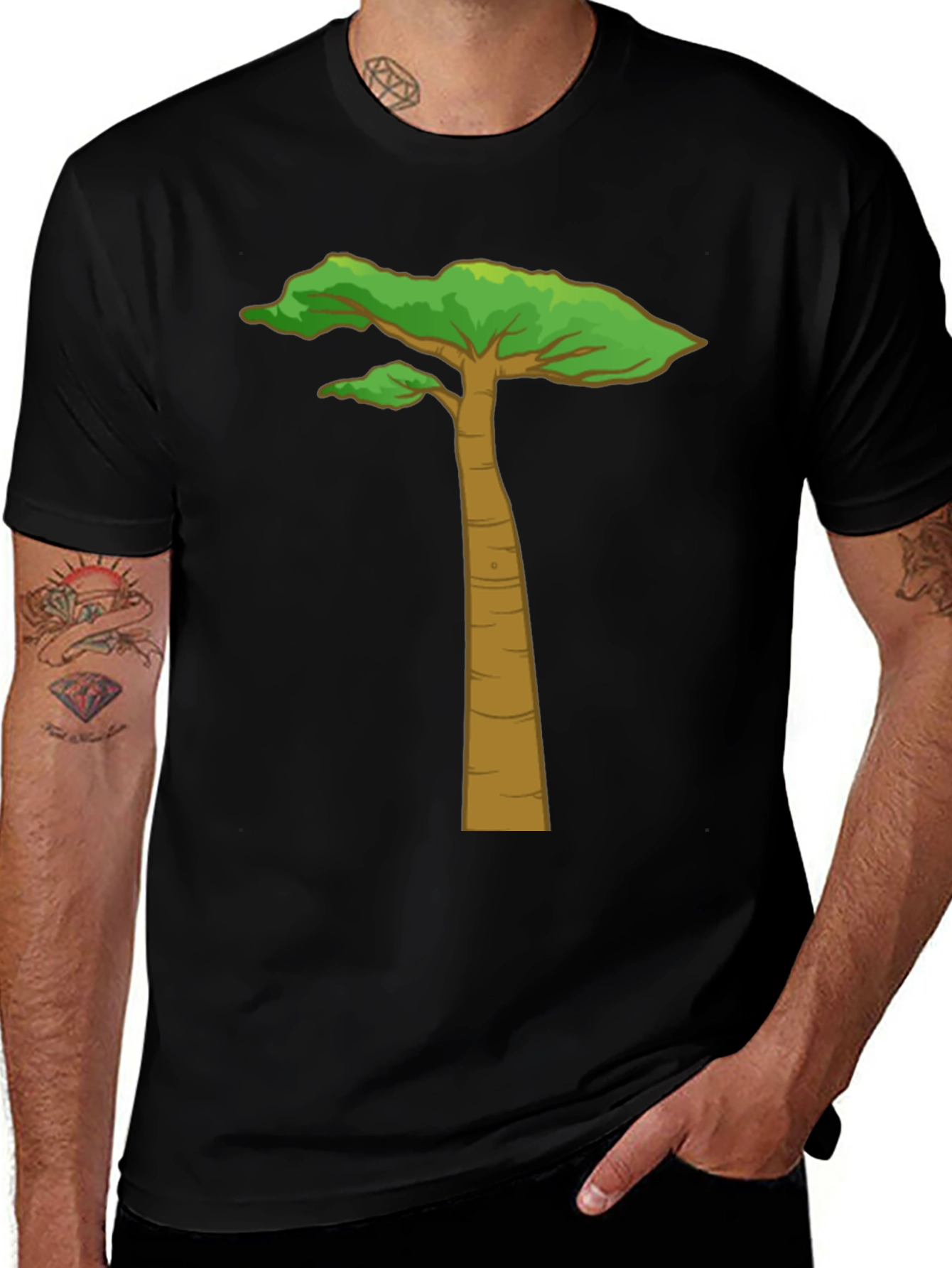 Arid Tree Graphic Tee - Black Cotton T-Shirt