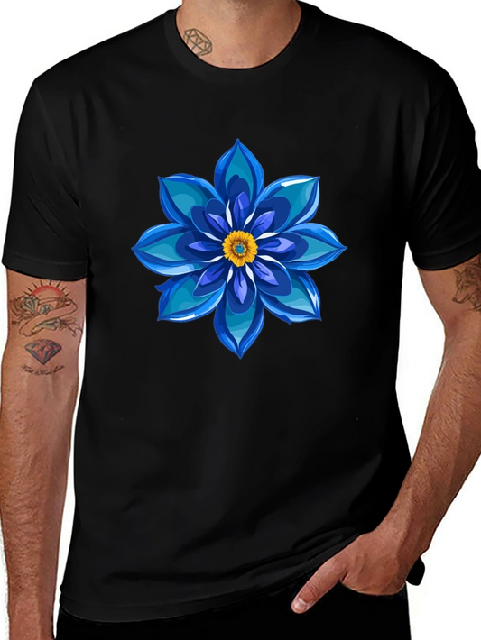 Blue Floral Graphic Tee - Soft Cotton Comfort