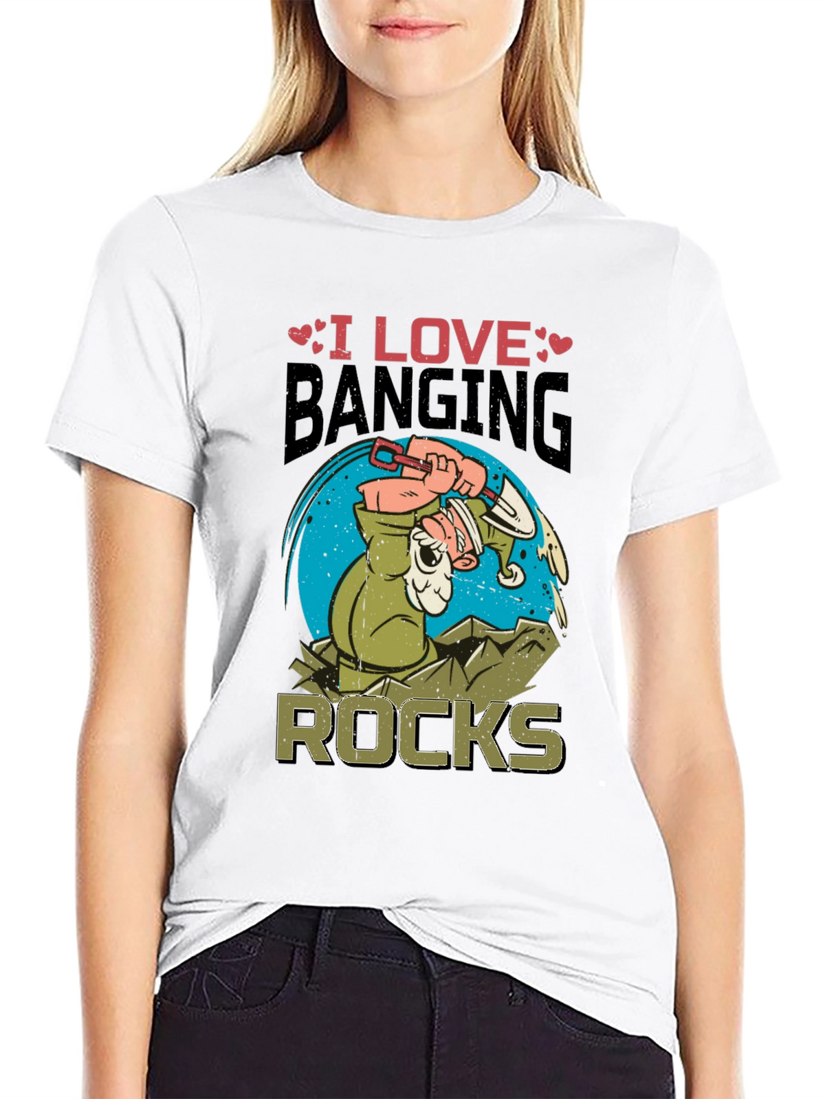 I Love Banging Rocks Black Graphic T-Shirt