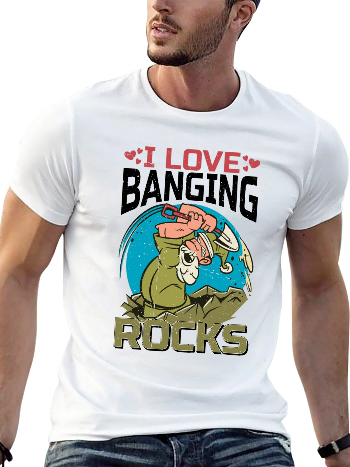 I Love Banging Rocks Black Graphic T-Shirt