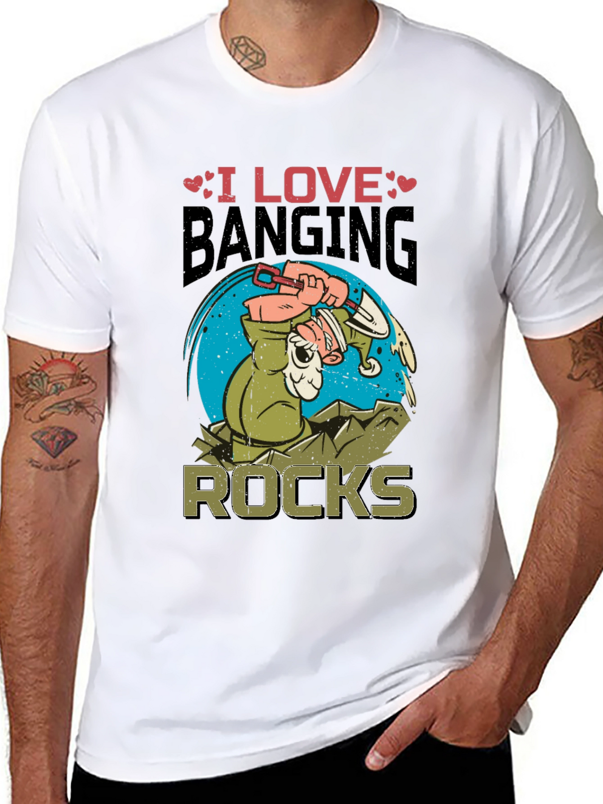 I Love Banging Rocks Black Graphic T-Shirt