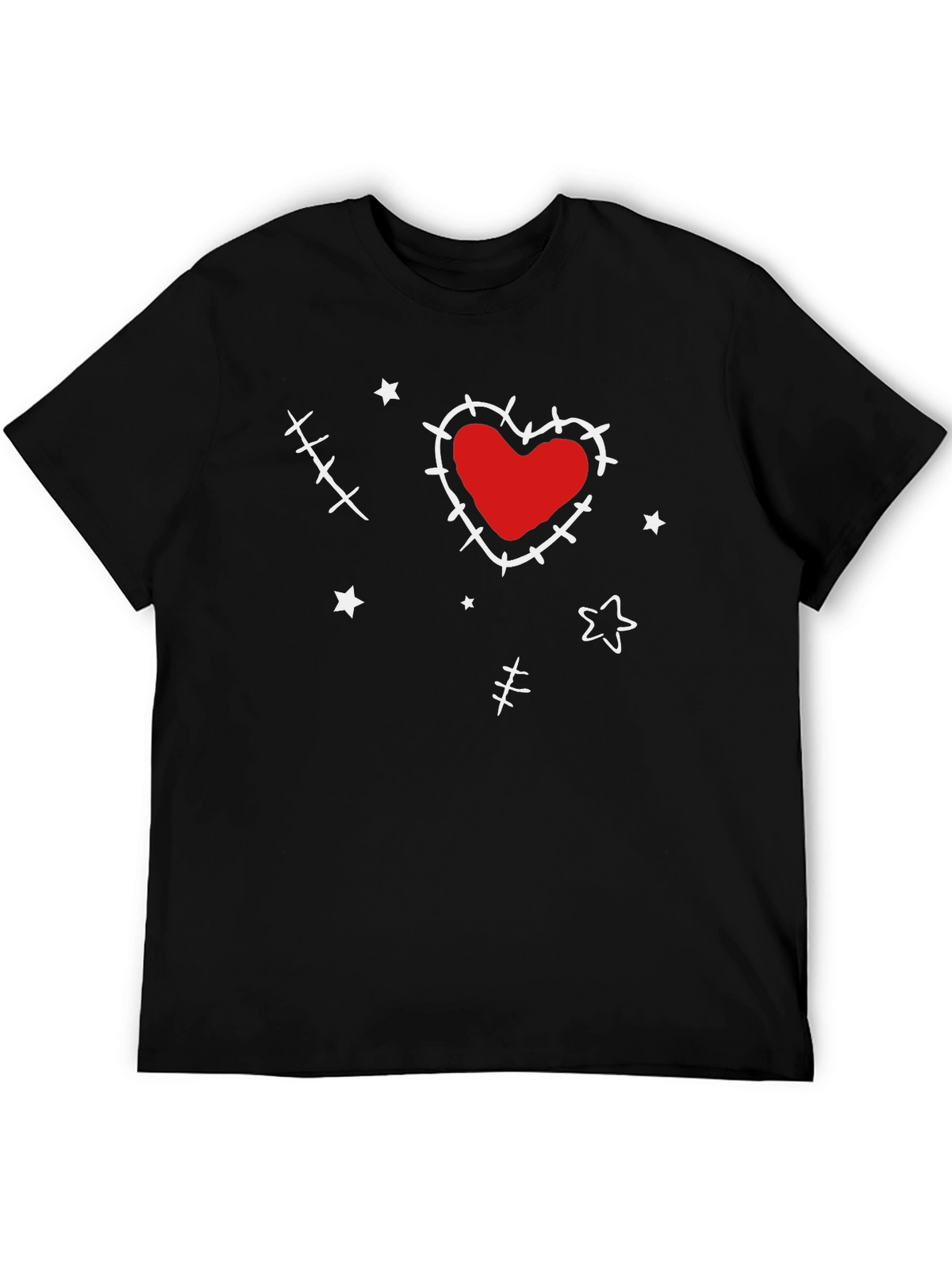 Heart Stitch Graphic Tee - Black
