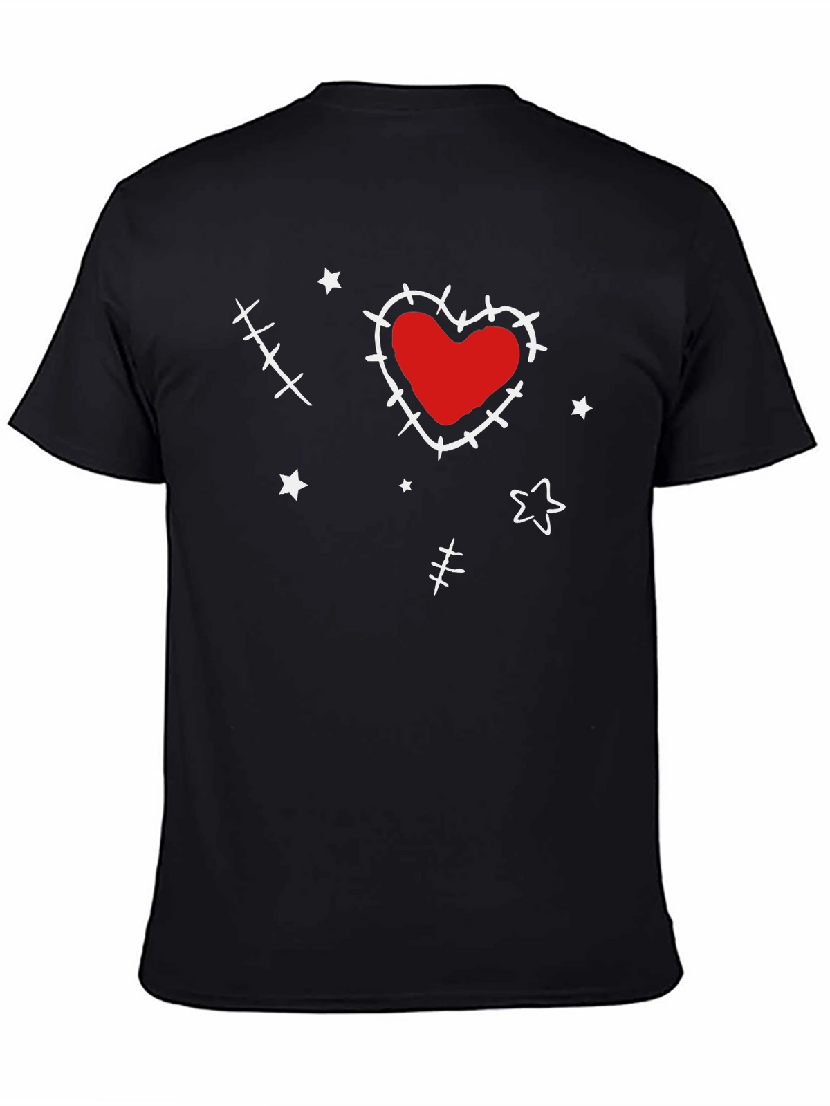 Heart Stitch Graphic Tee - Black