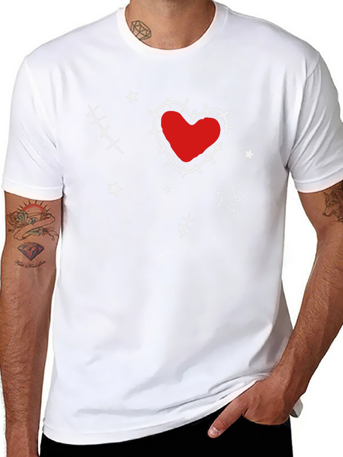 Heart Stitch Graphic Tee - Black