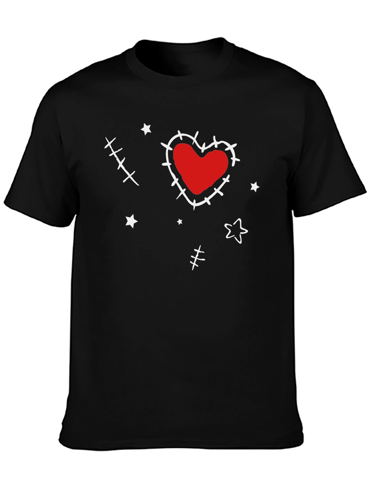Heart Stitch Graphic Tee - Black