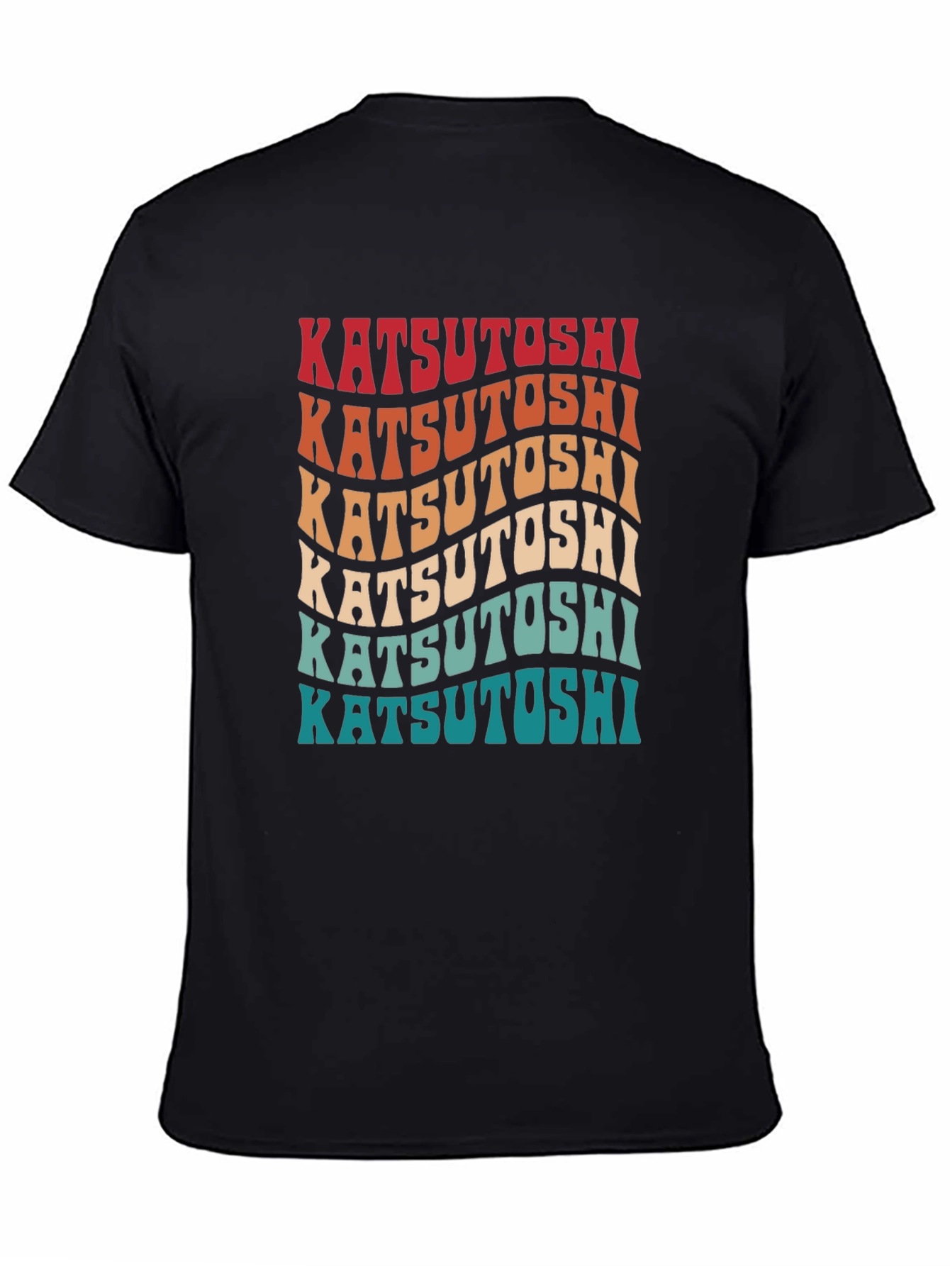 Katsutoshi Retro Wavy Text Graphic T-Shirt