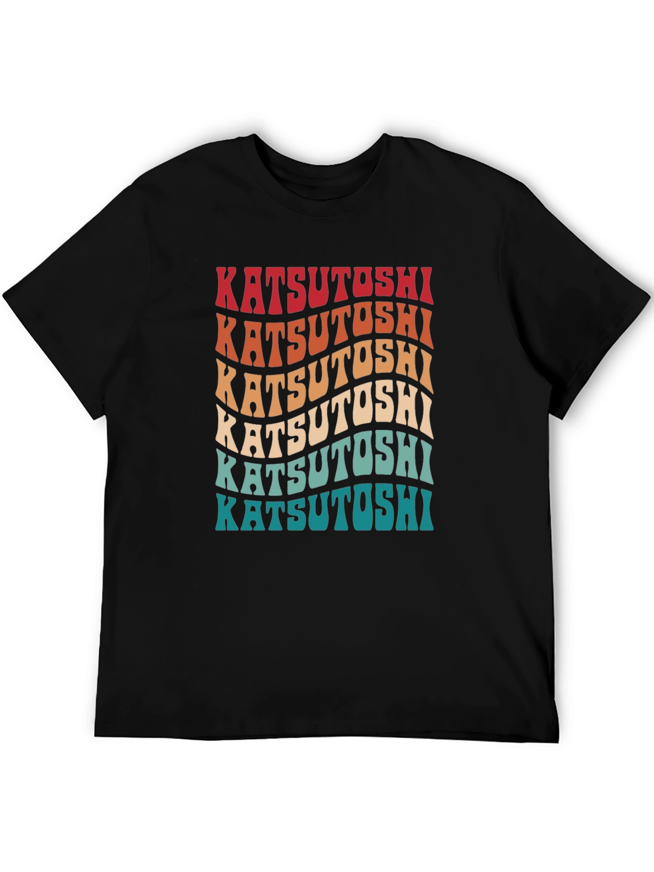 Katsutoshi Retro Wavy Text Graphic T-Shirt