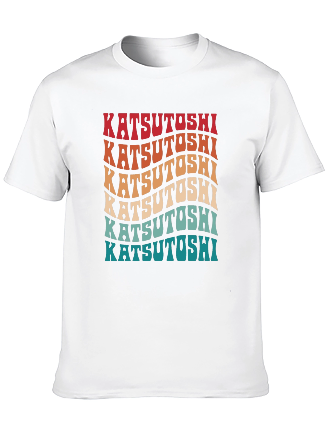 Katsutoshi Retro Wavy Text Graphic T-Shirt