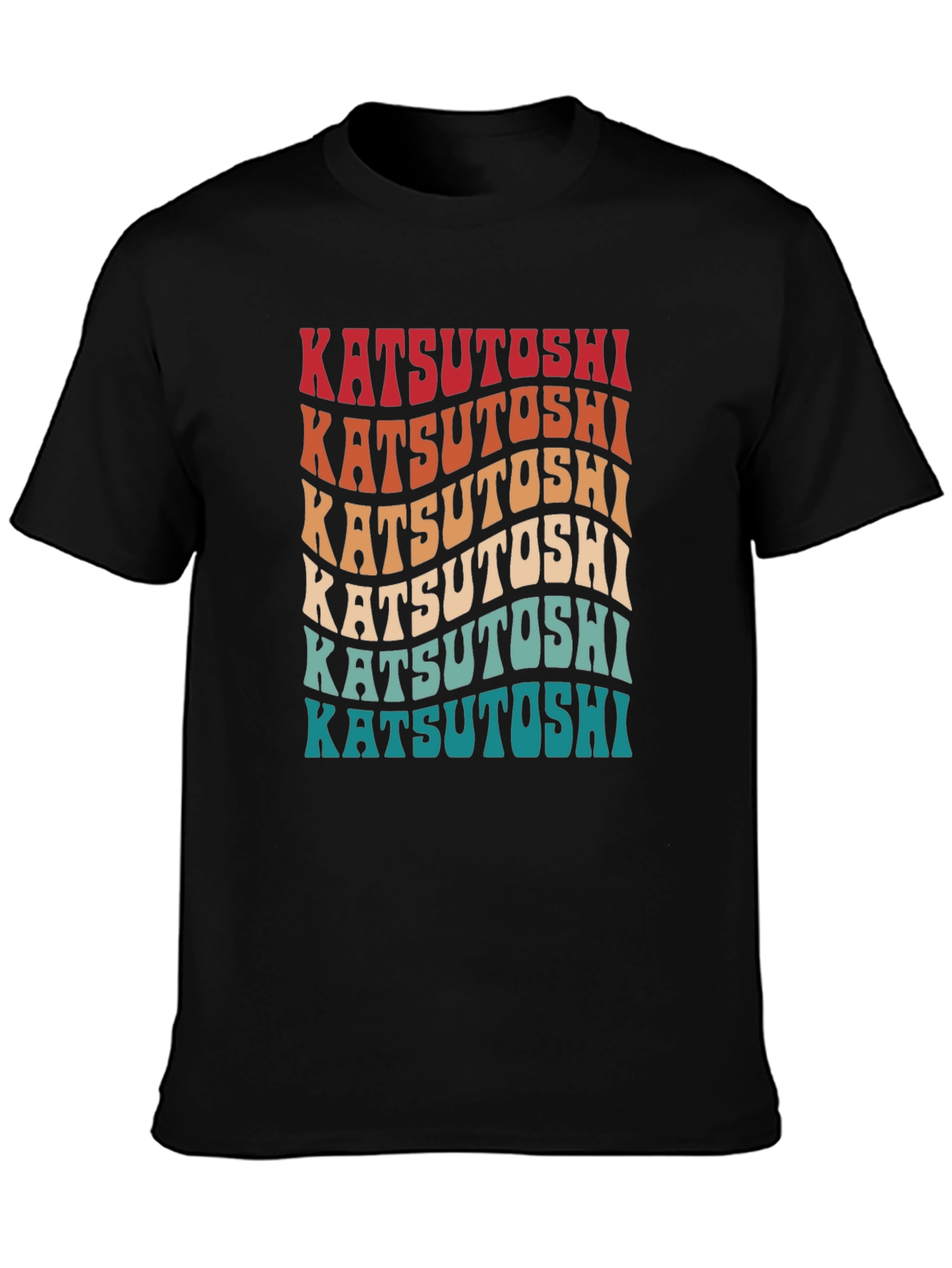 Katsutoshi Retro Wavy Text Graphic T-Shirt