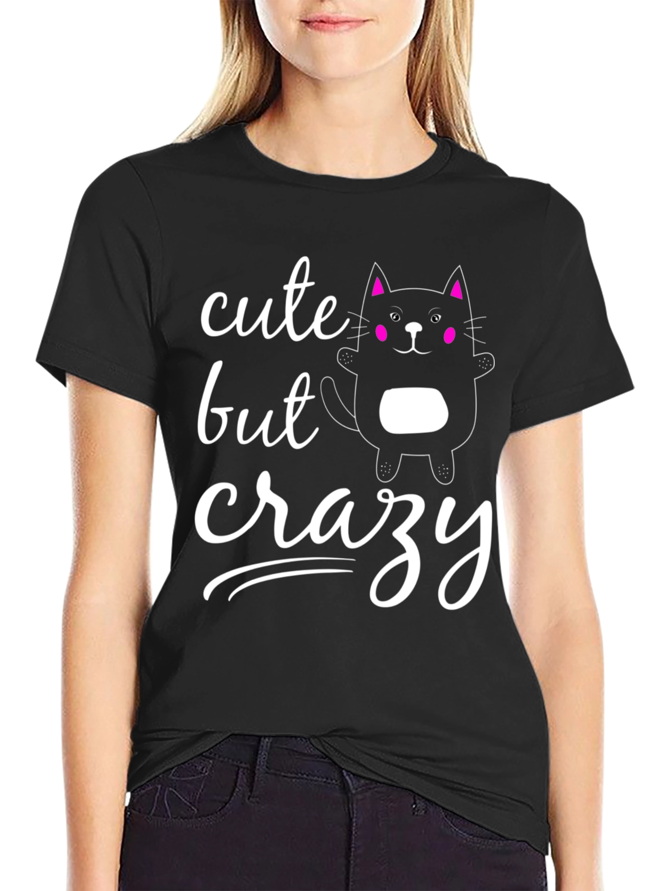 Cute But Crazy Cat Graphic Tee