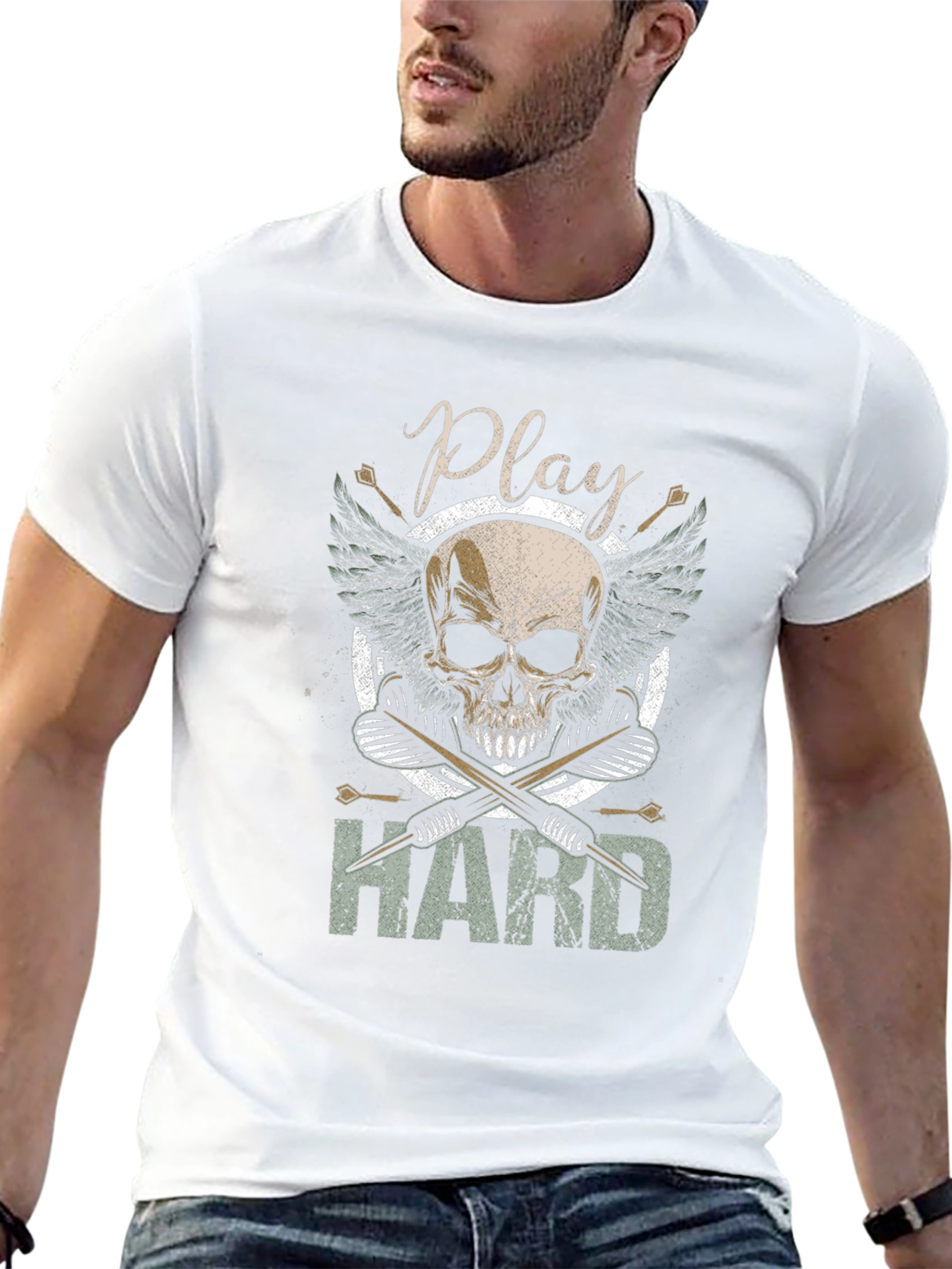 Play Hard Skull Drummer T-Shirt
