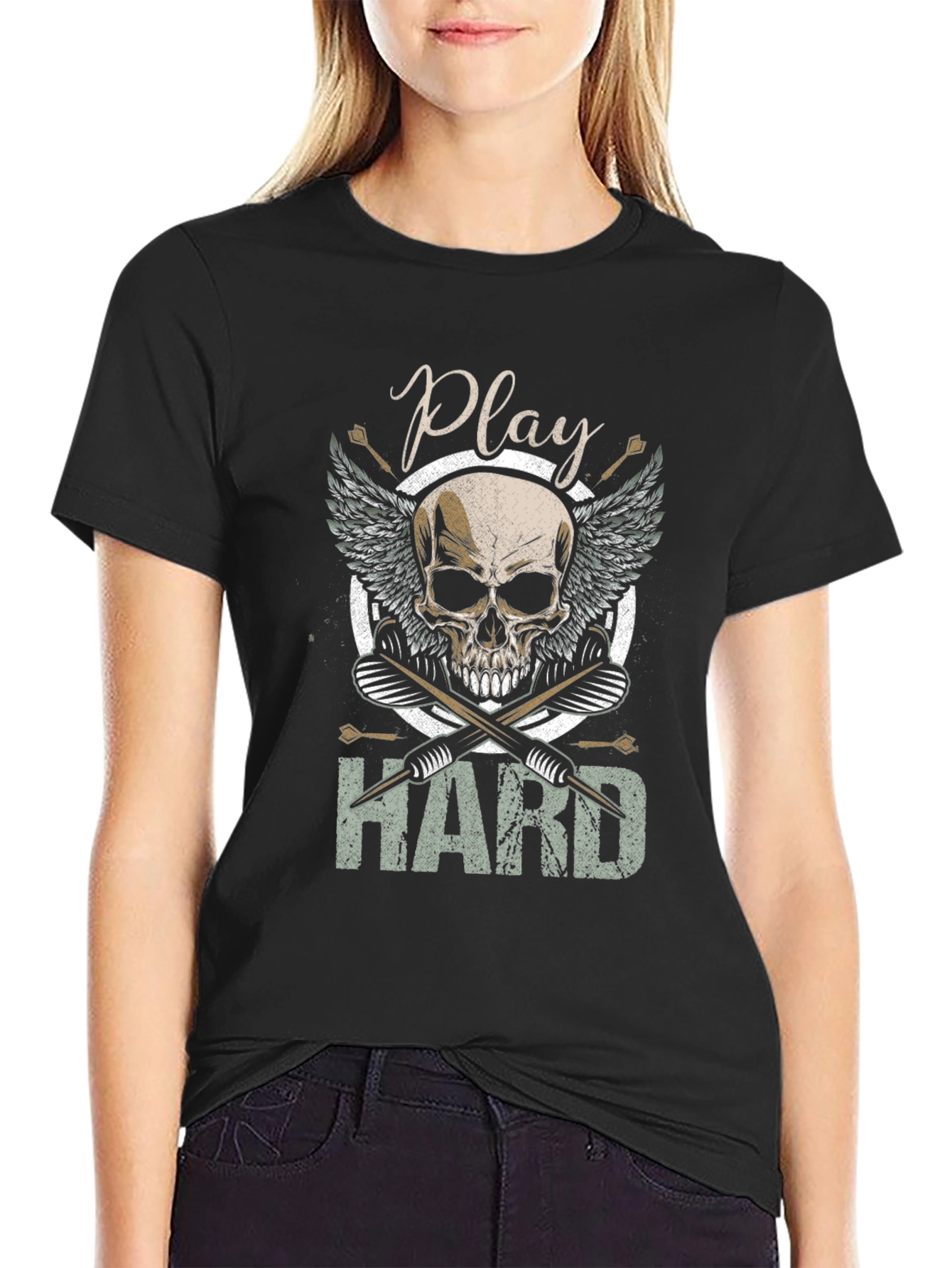 Play Hard Skull Drummer T-Shirt