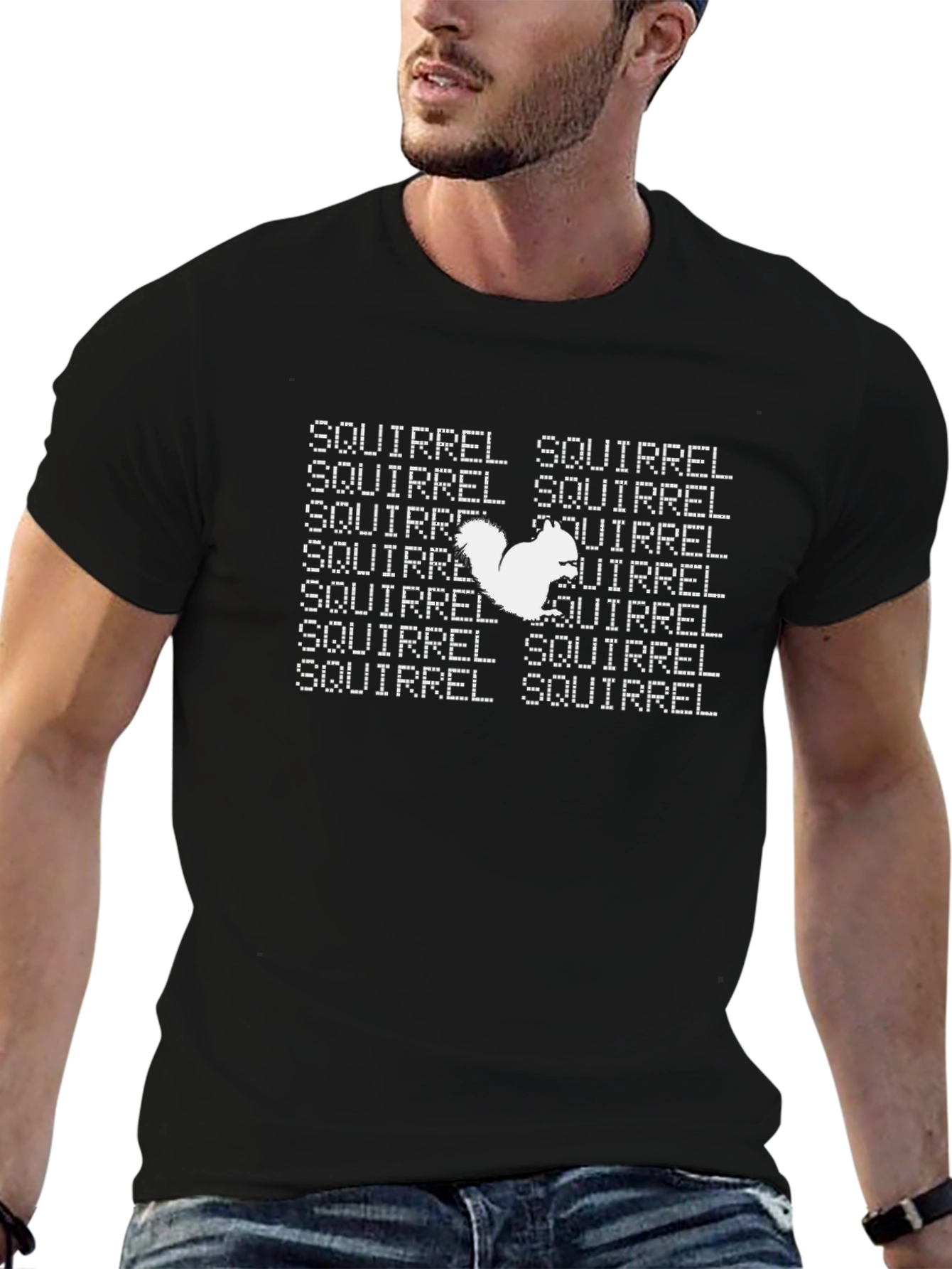 Squirrel Text Graphic Print T-Shirt