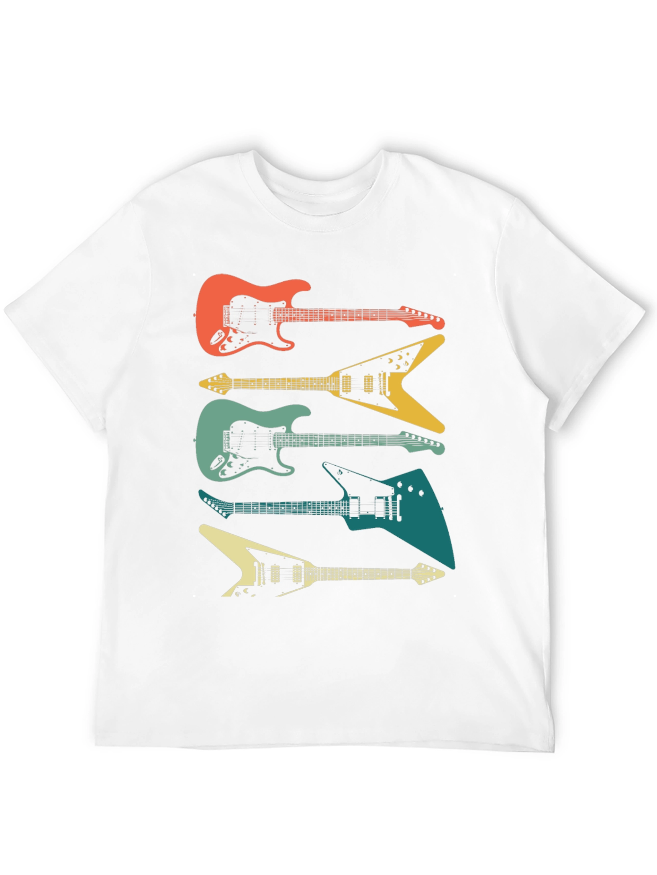 Retro Guitar Stack Graphic Tee - Black Cotton