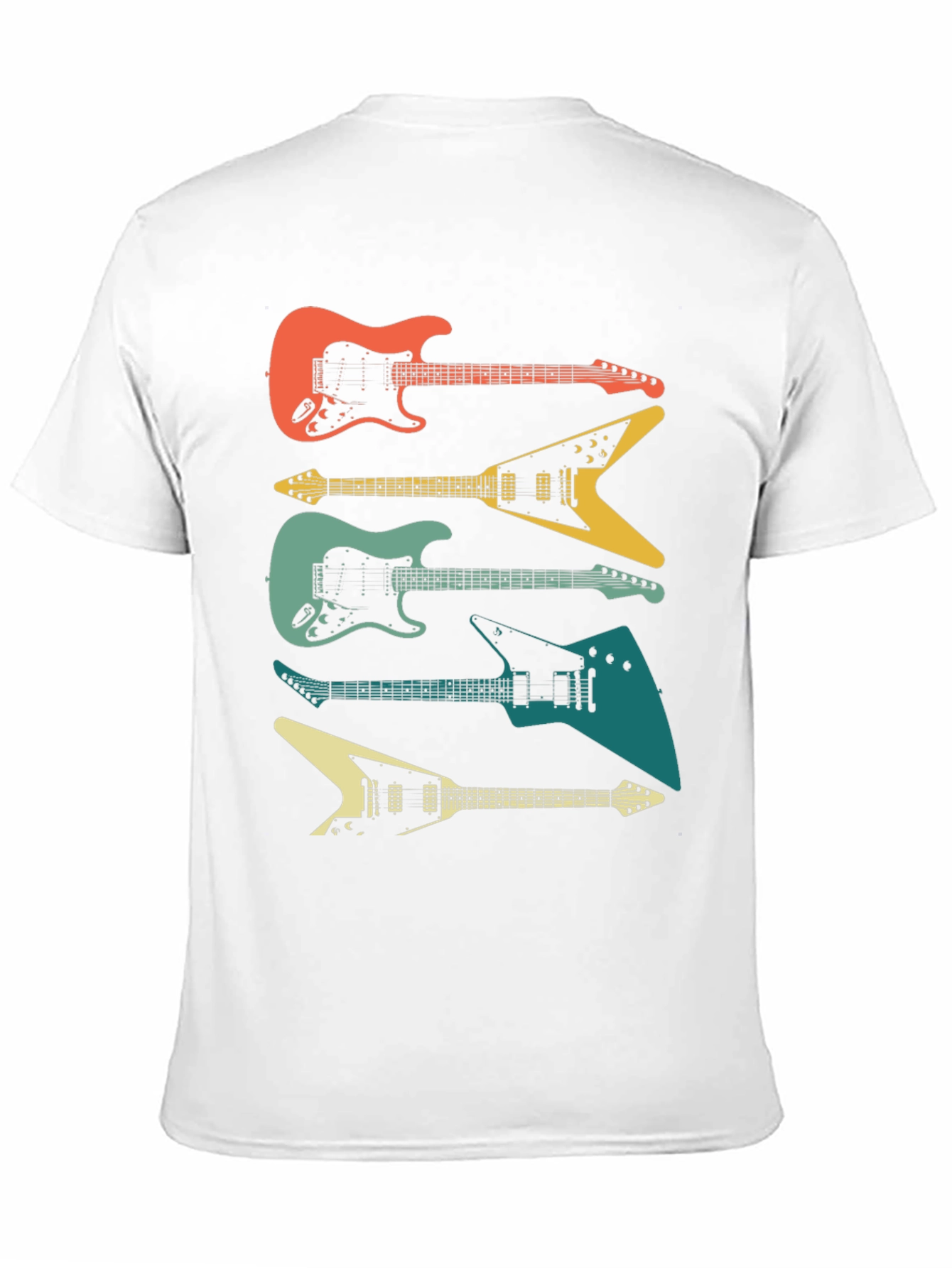 Retro Guitar Stack Graphic Tee - Black Cotton