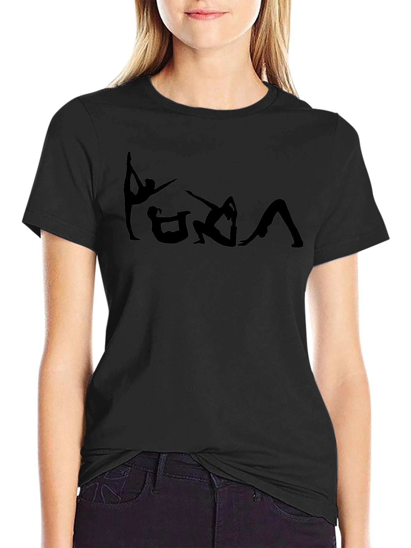 Yoga Pose Black Graphic Tee